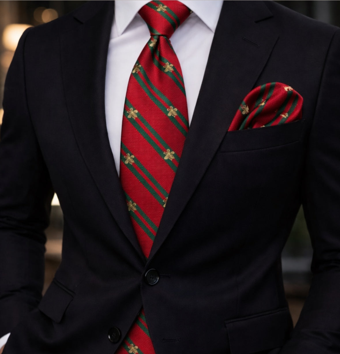 RED/GREEN STRIPE TIE