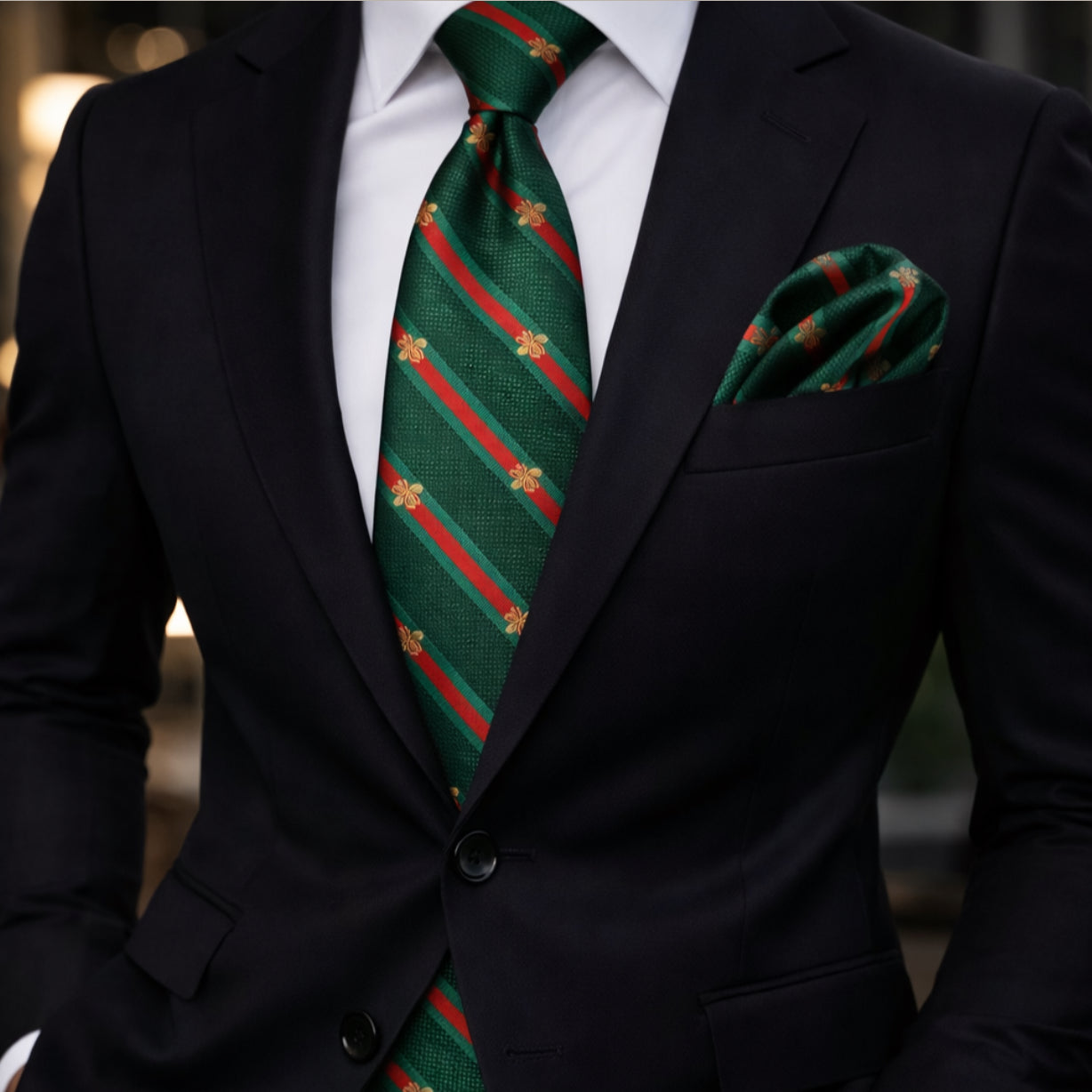GREEN/RED STRIPE TIE