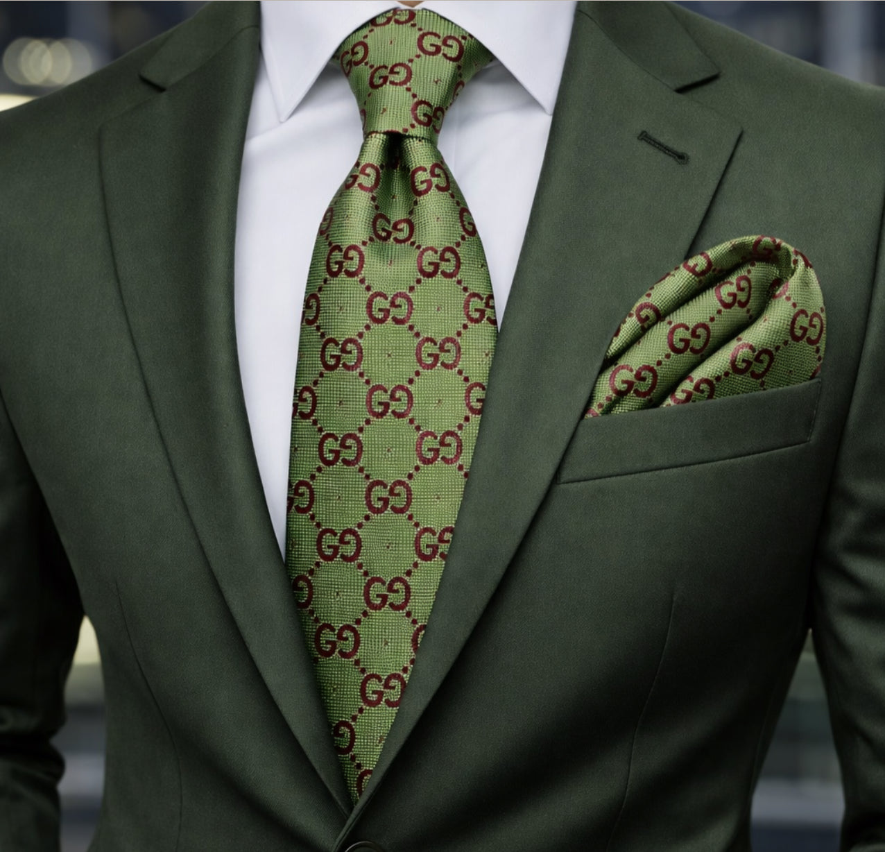 GREEN/BURGUNDY TIE