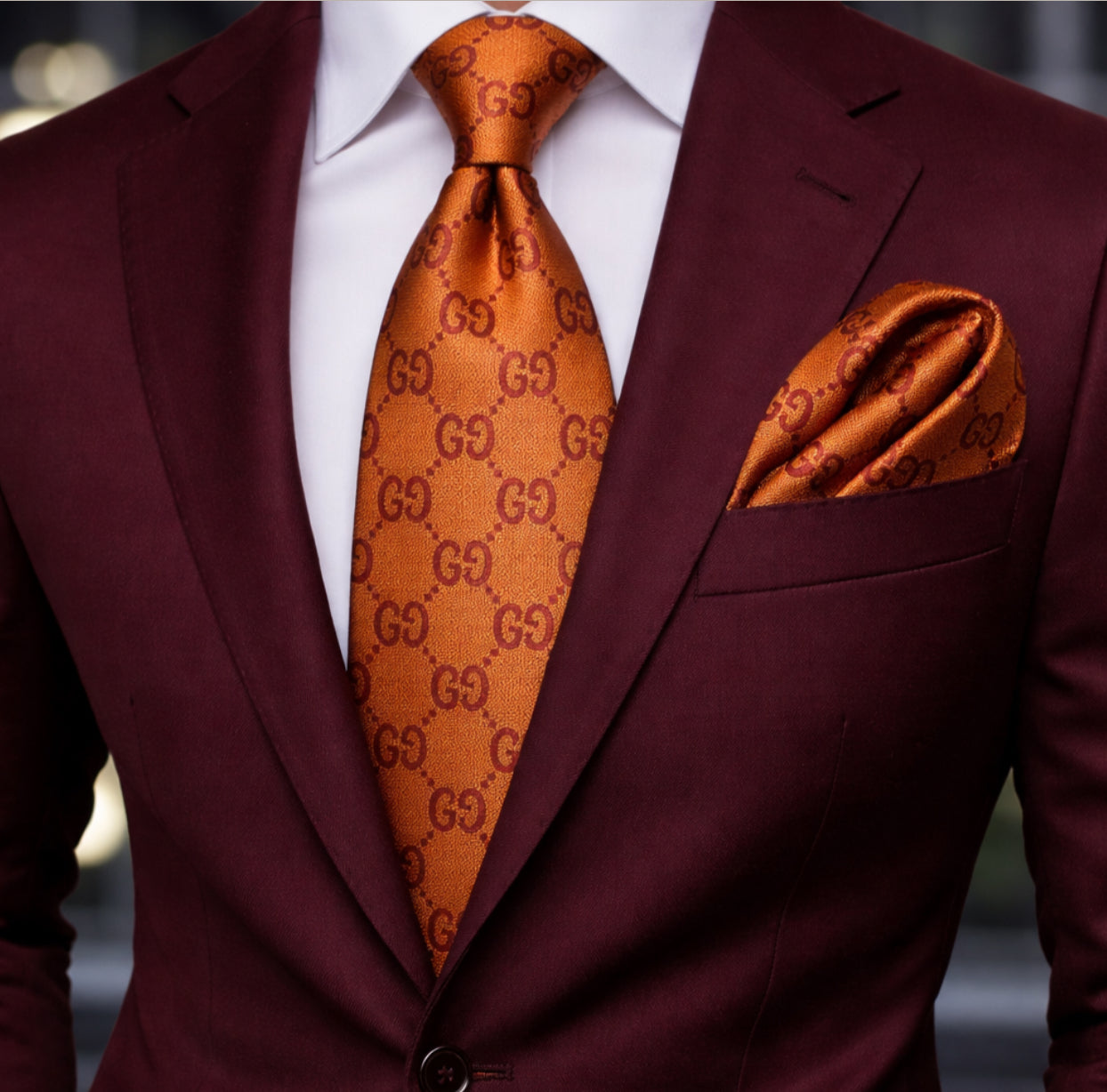 ORANGE/BURGUNDY TIE