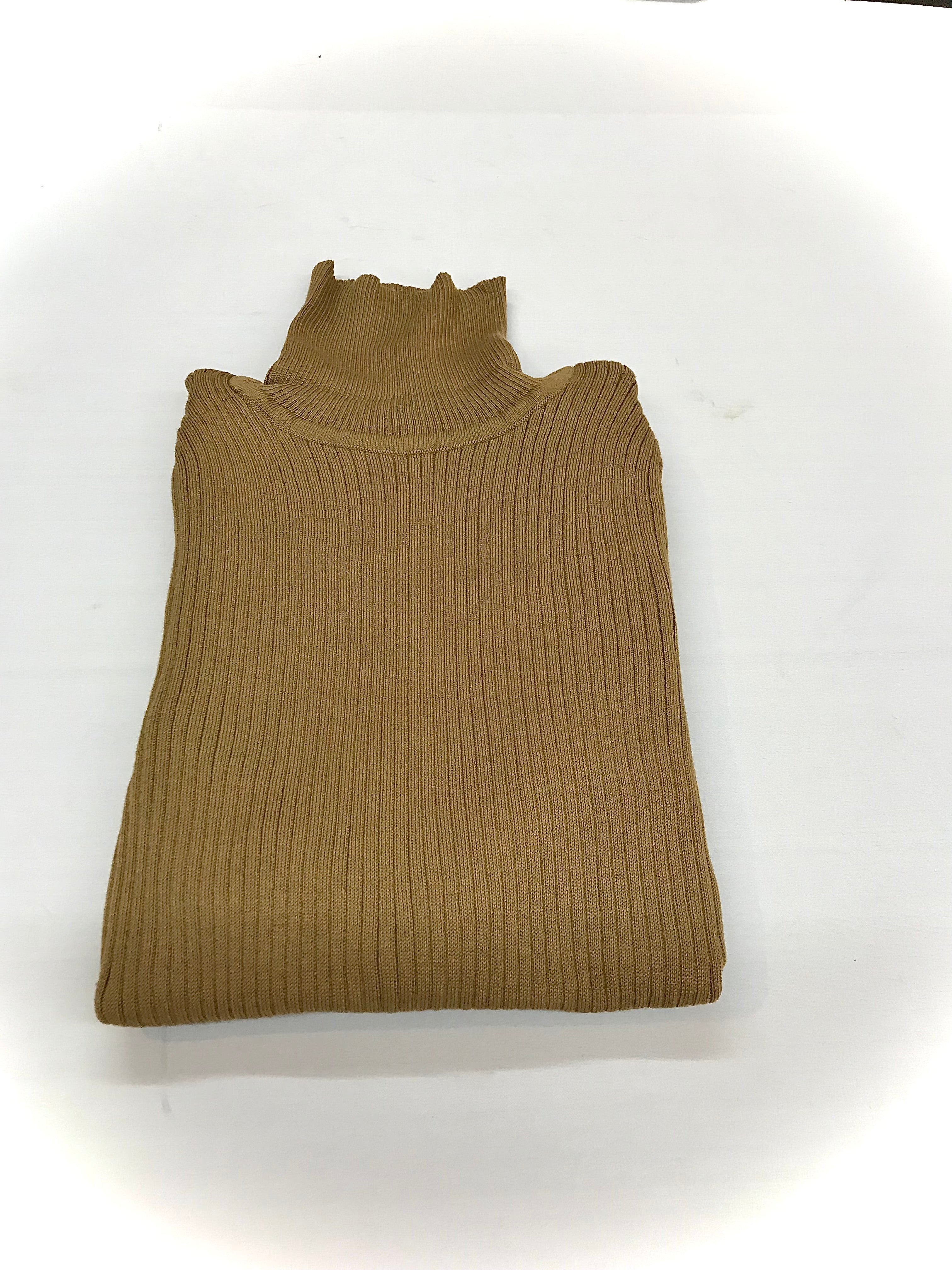 Tan Fitted Ribbed Turtleneck
