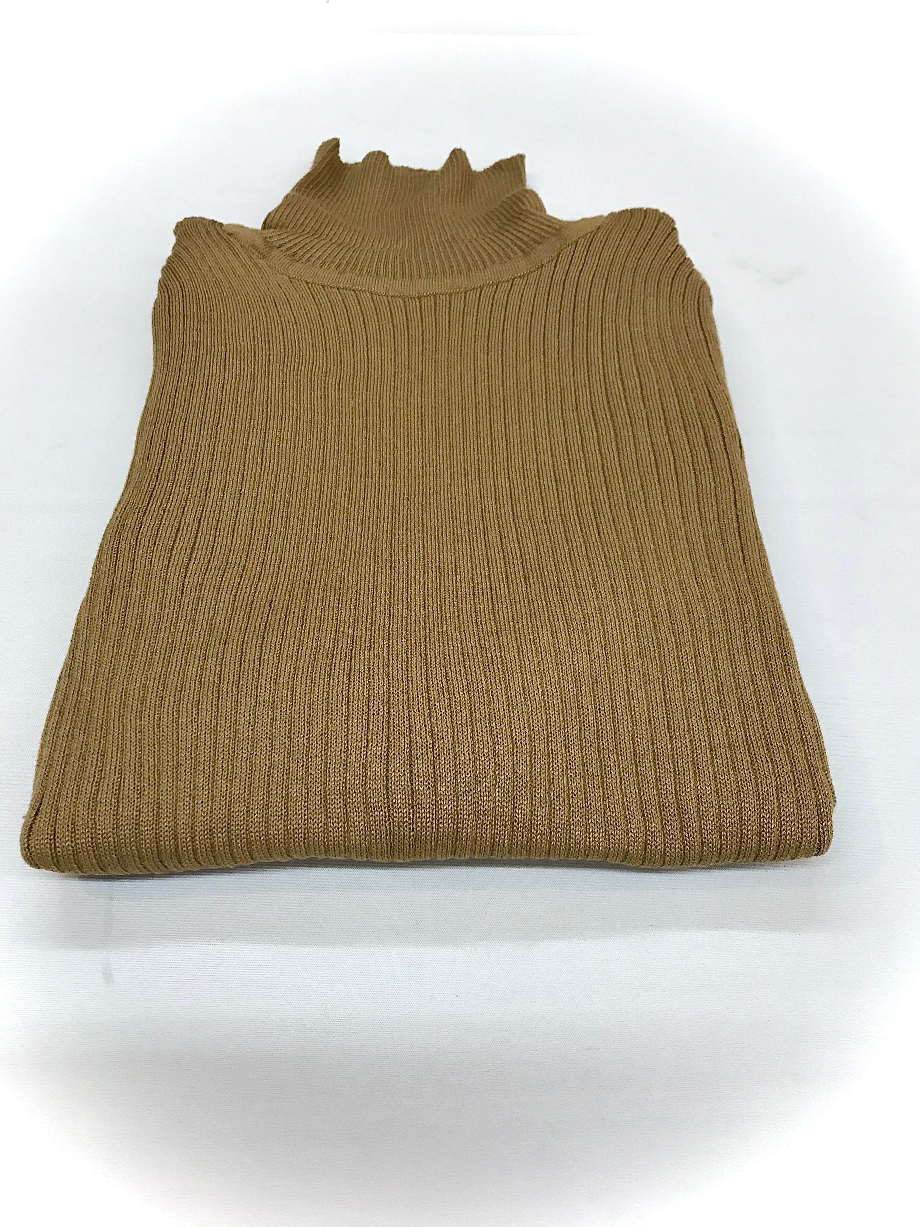 Tan Fitted Ribbed Turtleneck