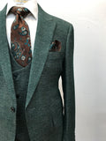Slim Fit Green Three Piece