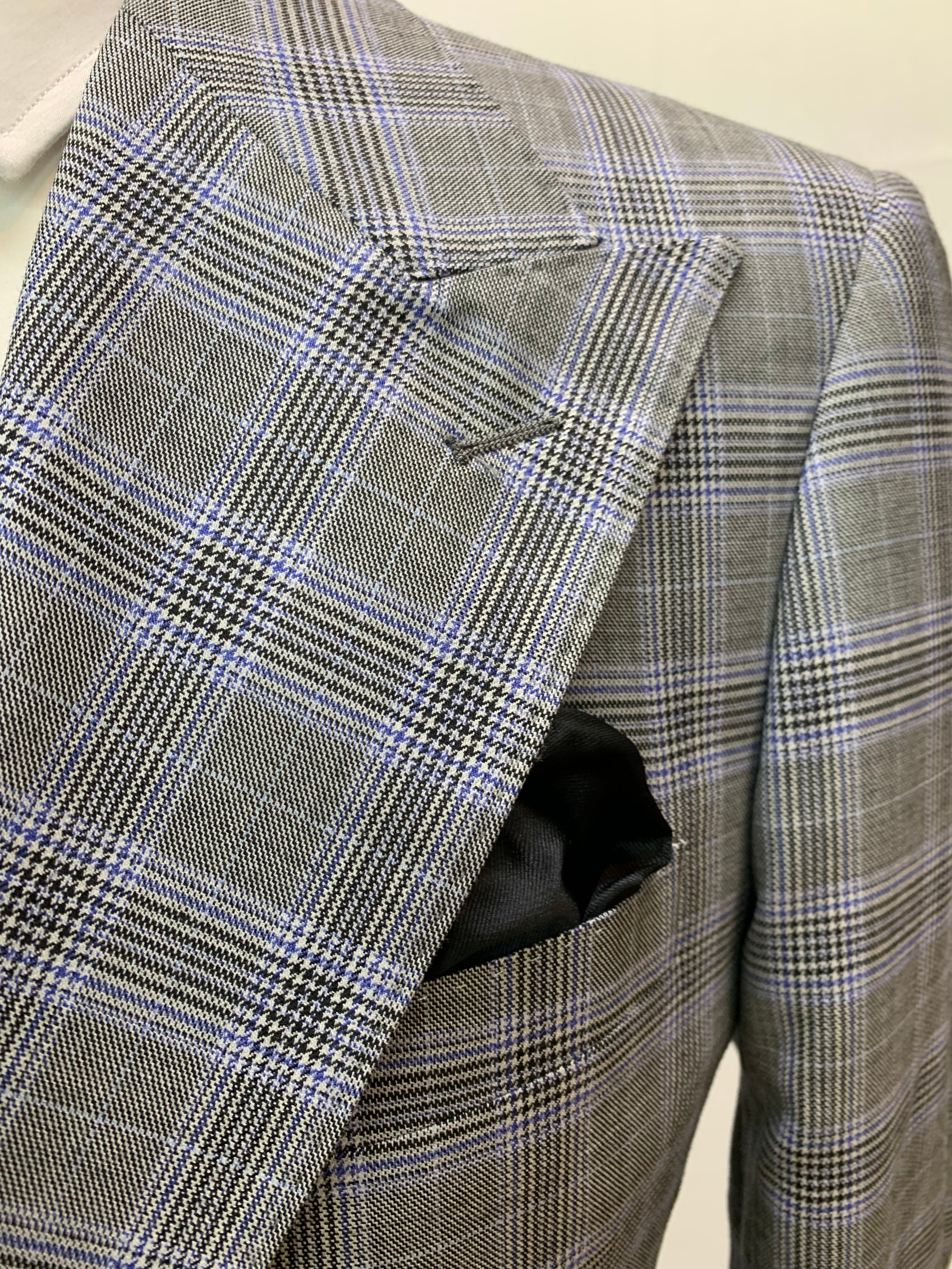 Tiglio 3pc Gray/Blue/Black Glen Plaid Suit