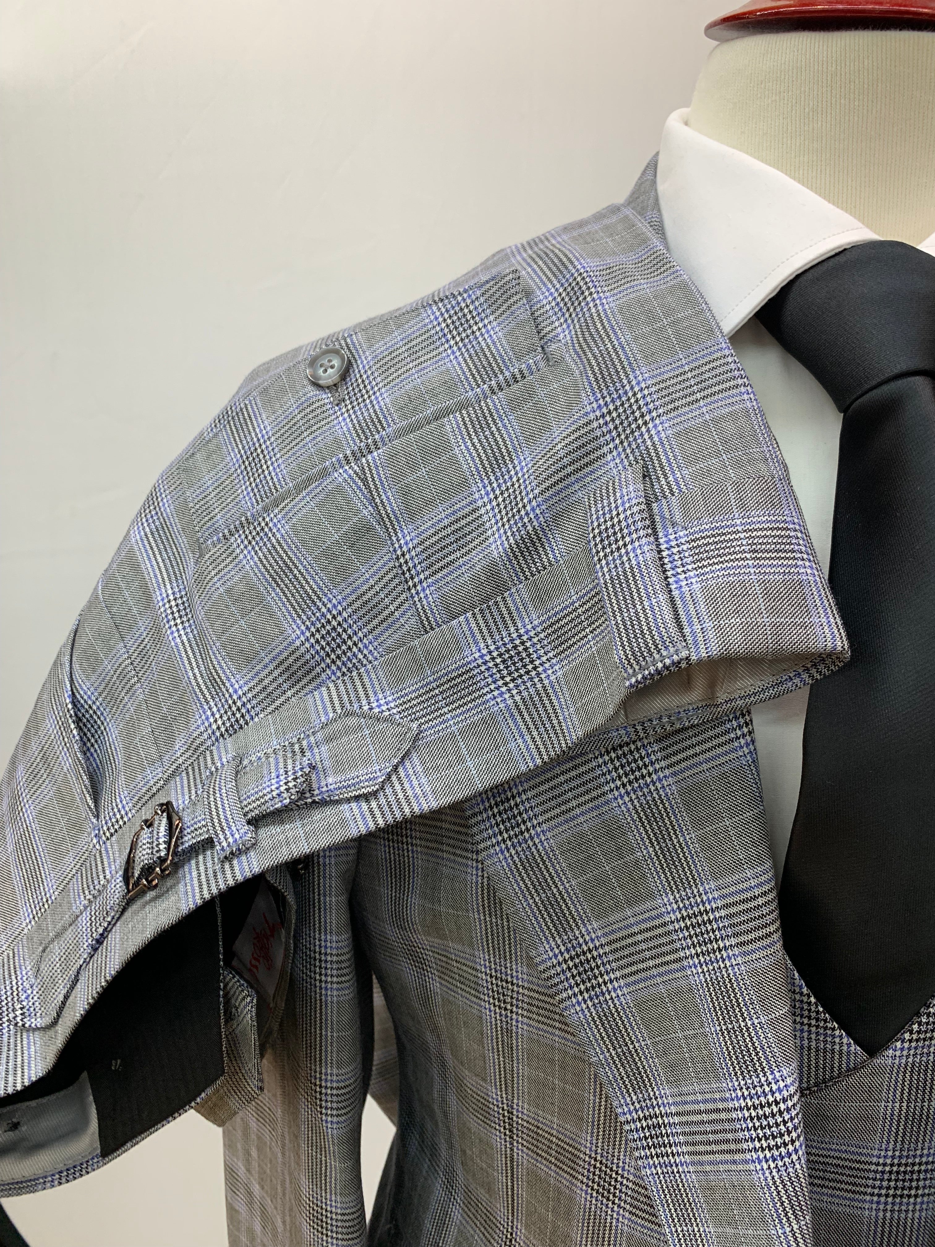 Tiglio 3pc Gray/Blue/Black Glen Plaid Suit