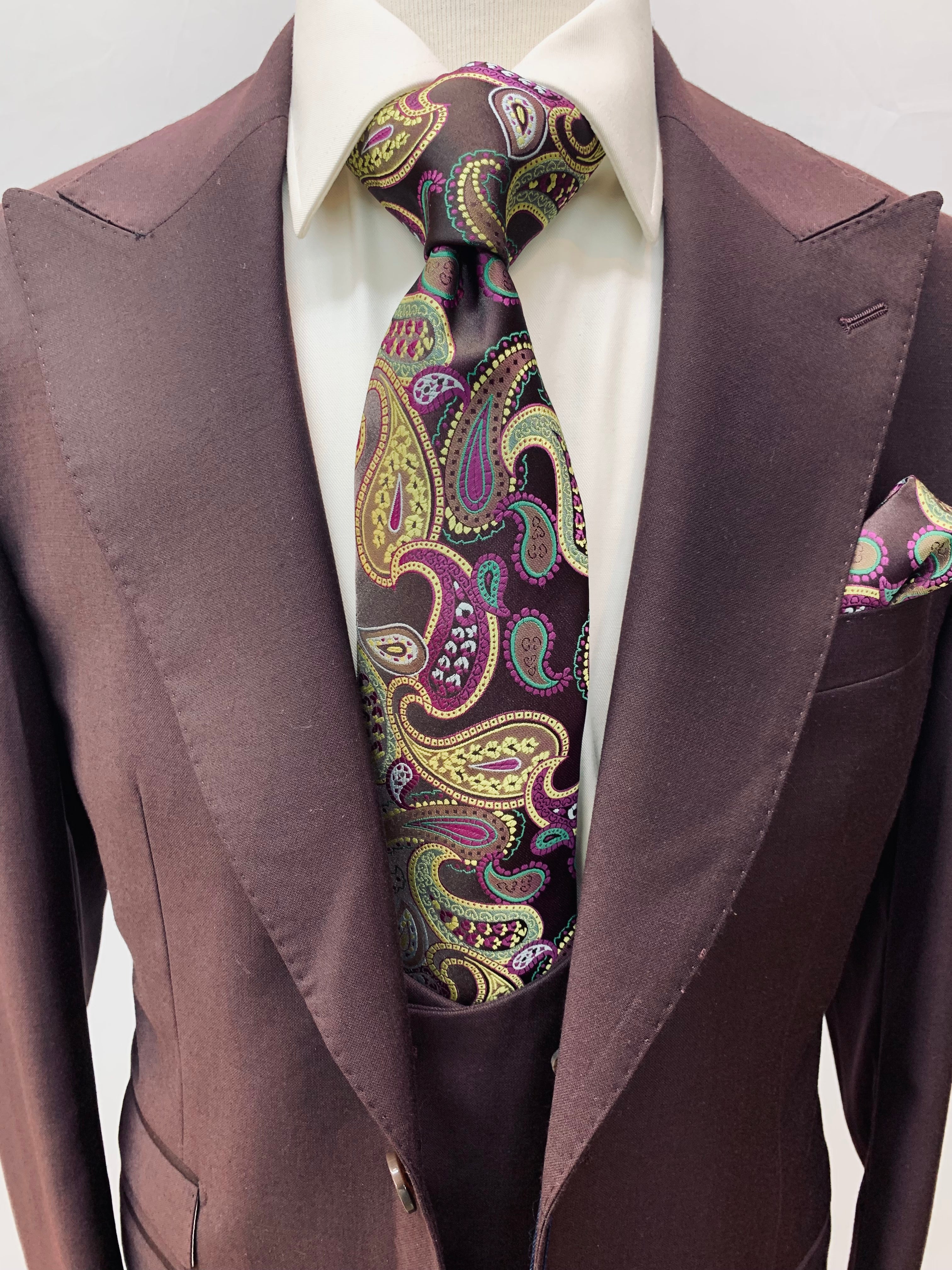 Berragamo 3pc Dark Burgundy Suit