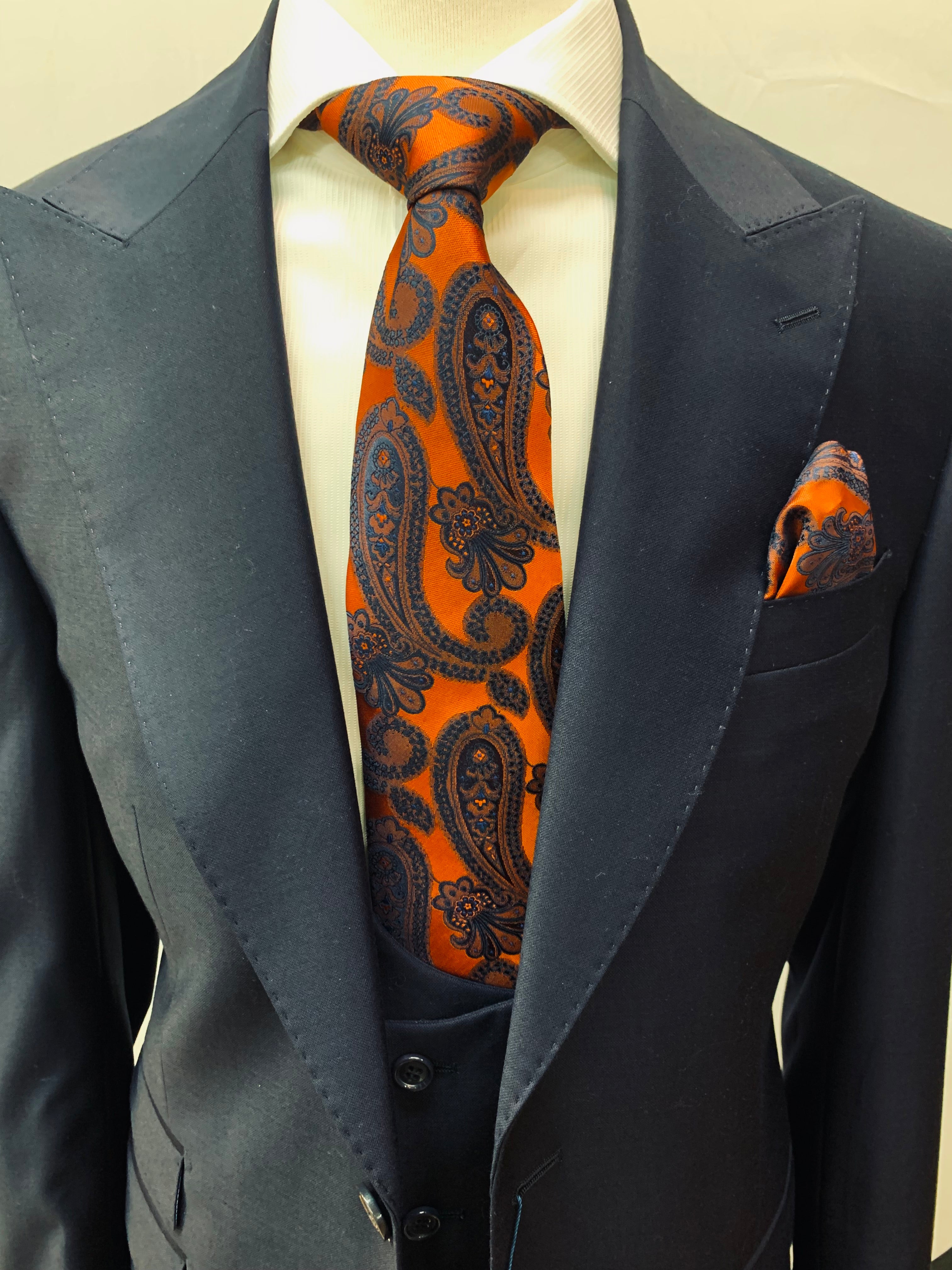 Berragamo 3pc Solid Navy Suit