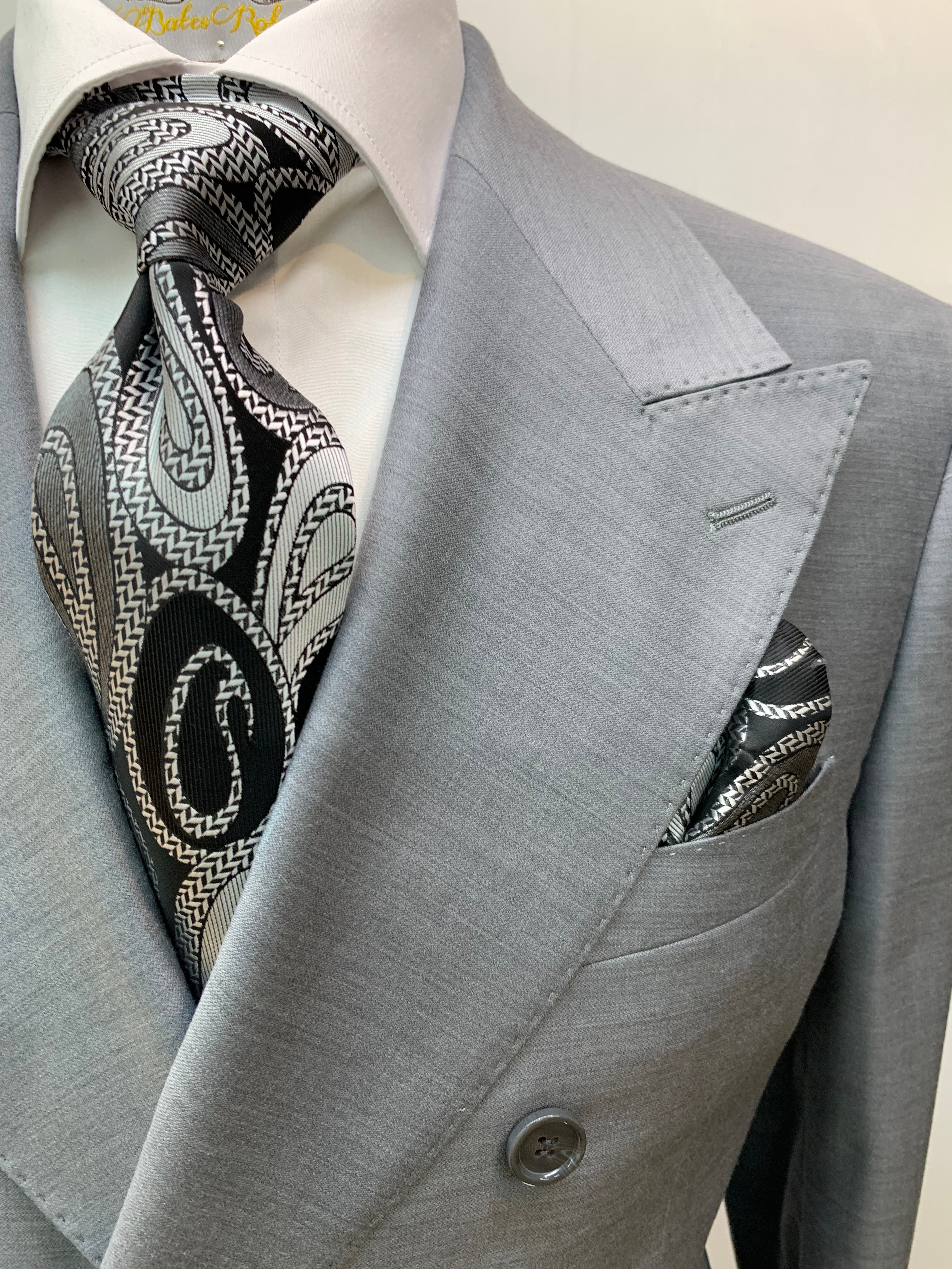 Berragamo Solid Gray Double Breasted Suit