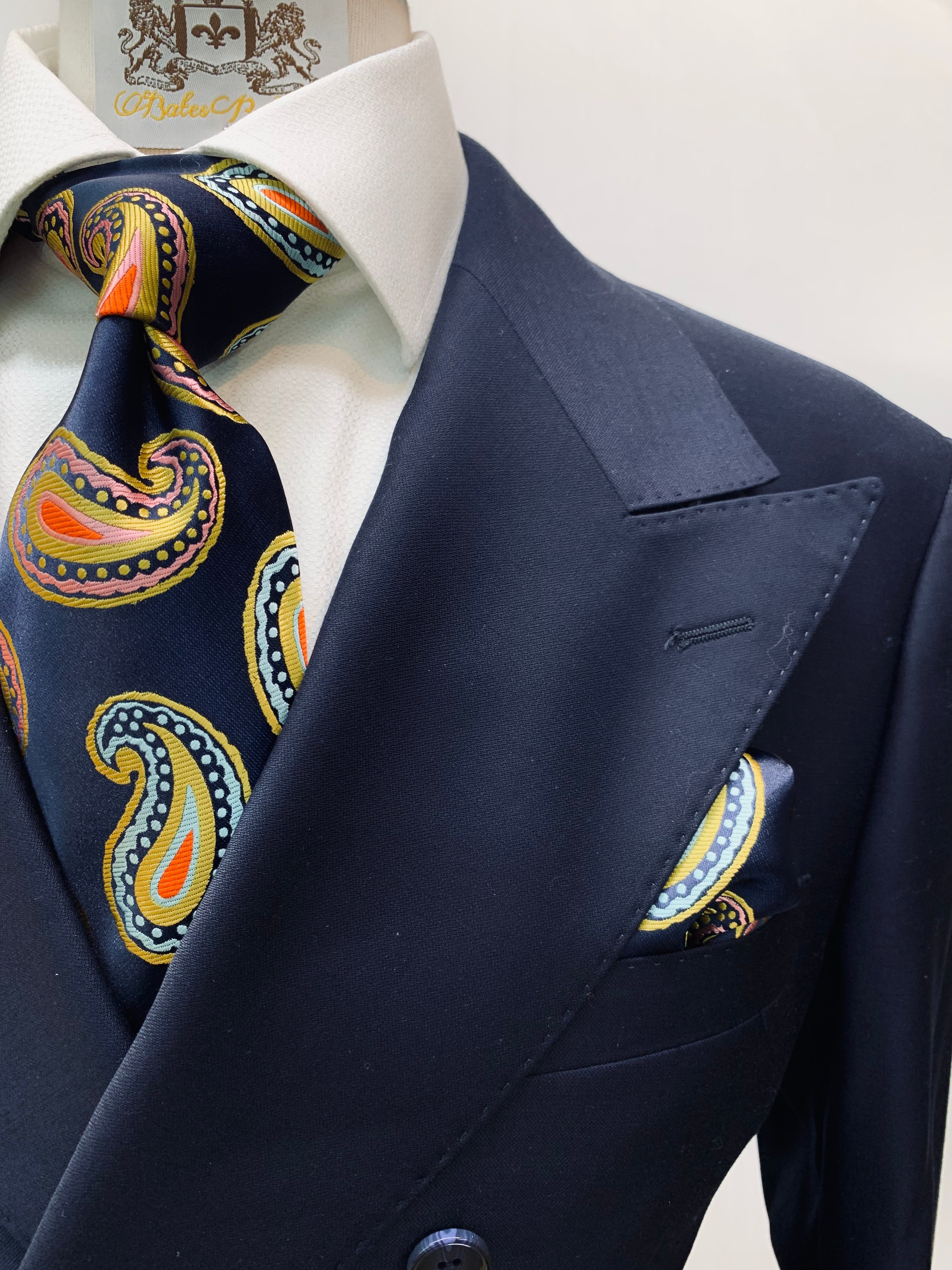 Berragamo Solid Navy Double Breasted Suit