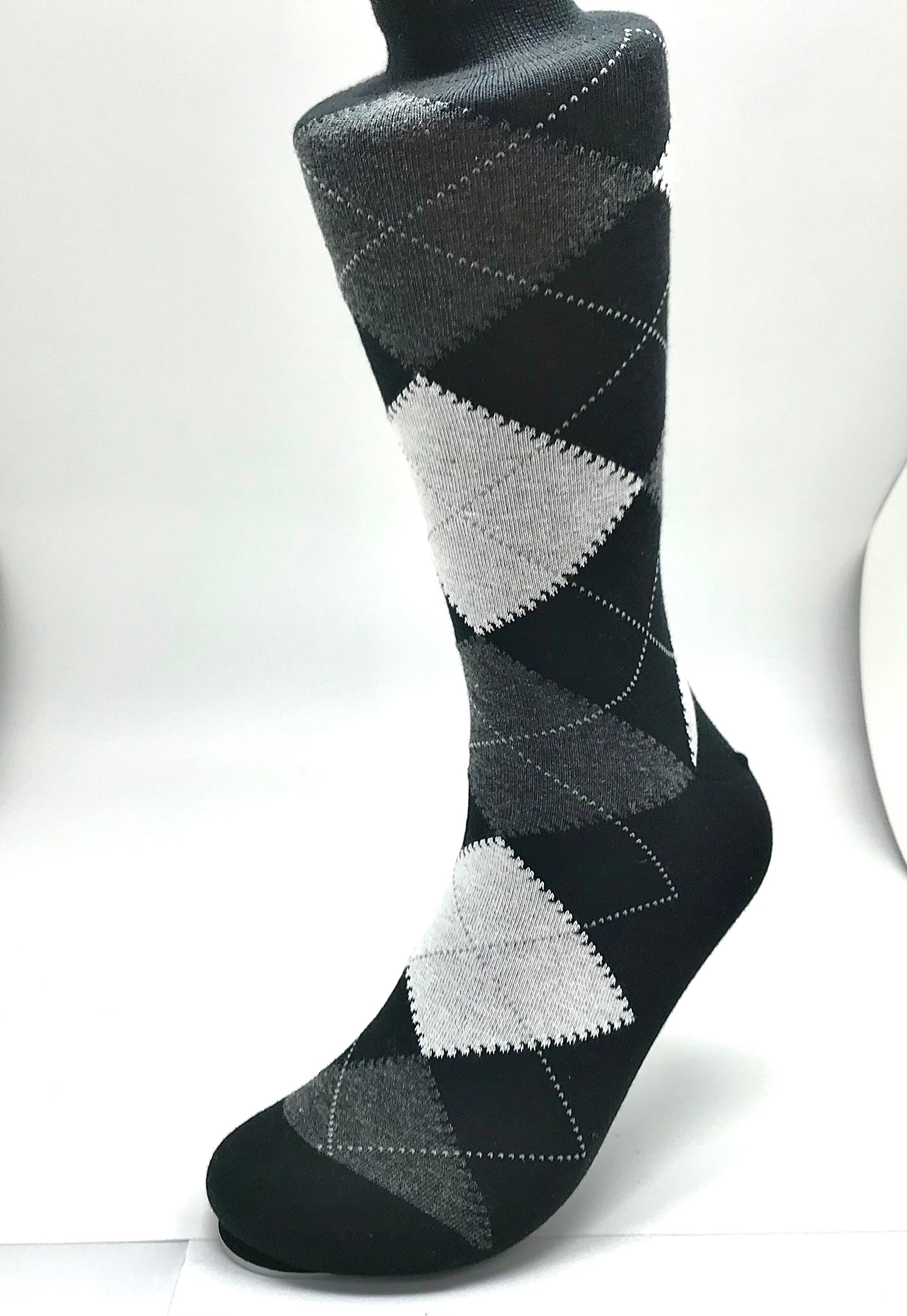 Black & White Argyle Sock