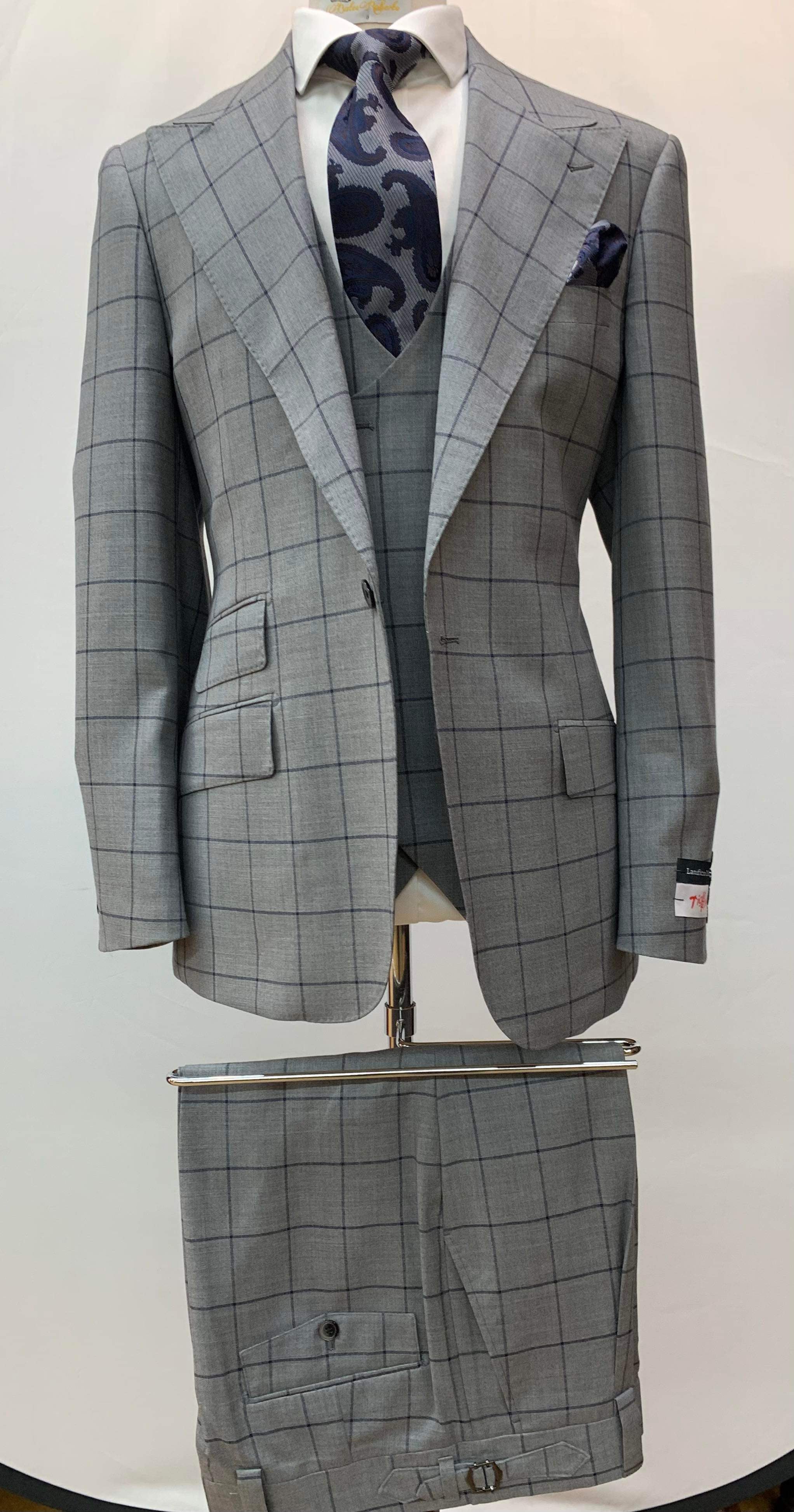 Gray/Navy Windowpane 3pc