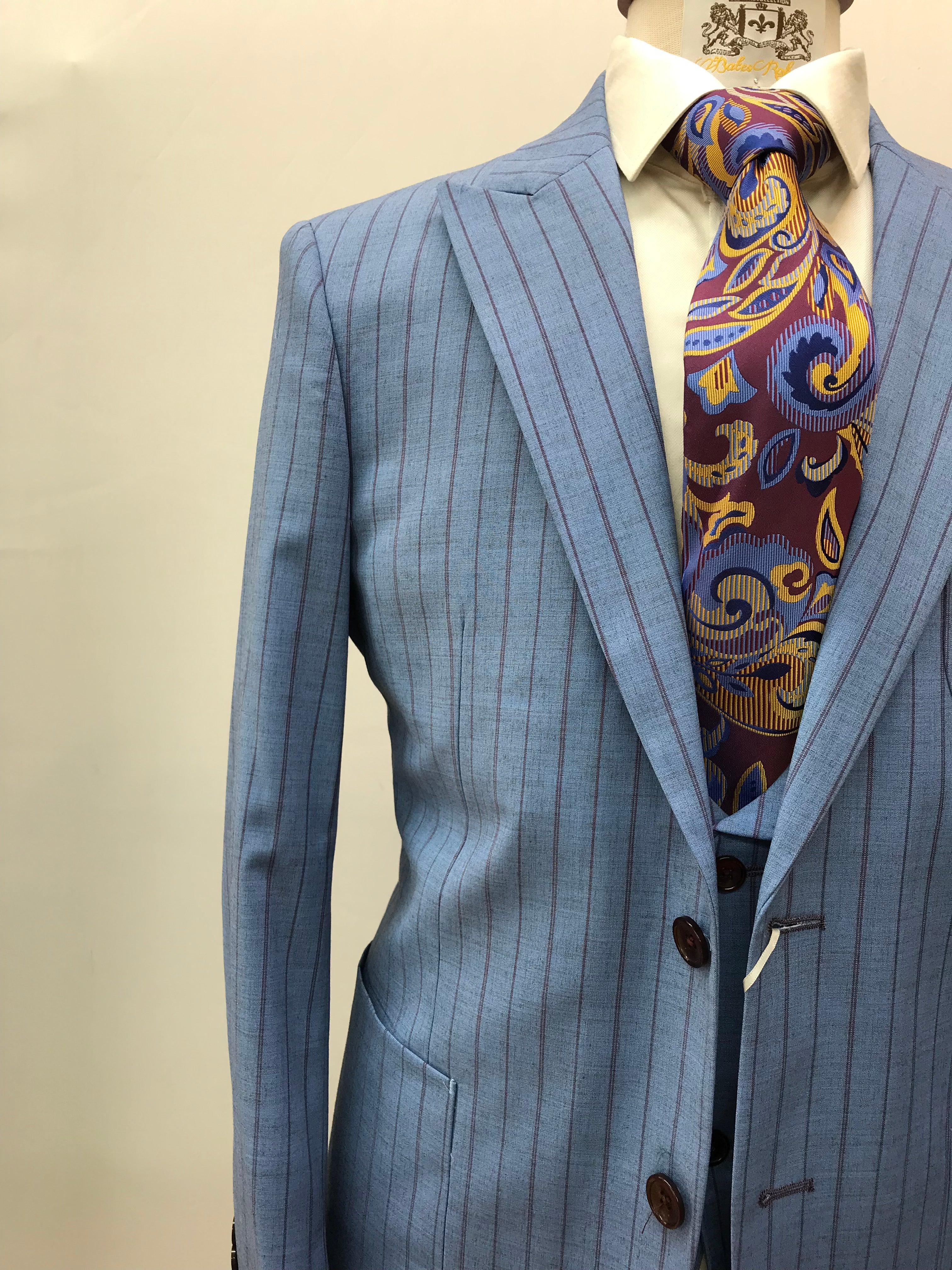 Rossi Man Slim Fit Blue/Burgundy Pinstripe