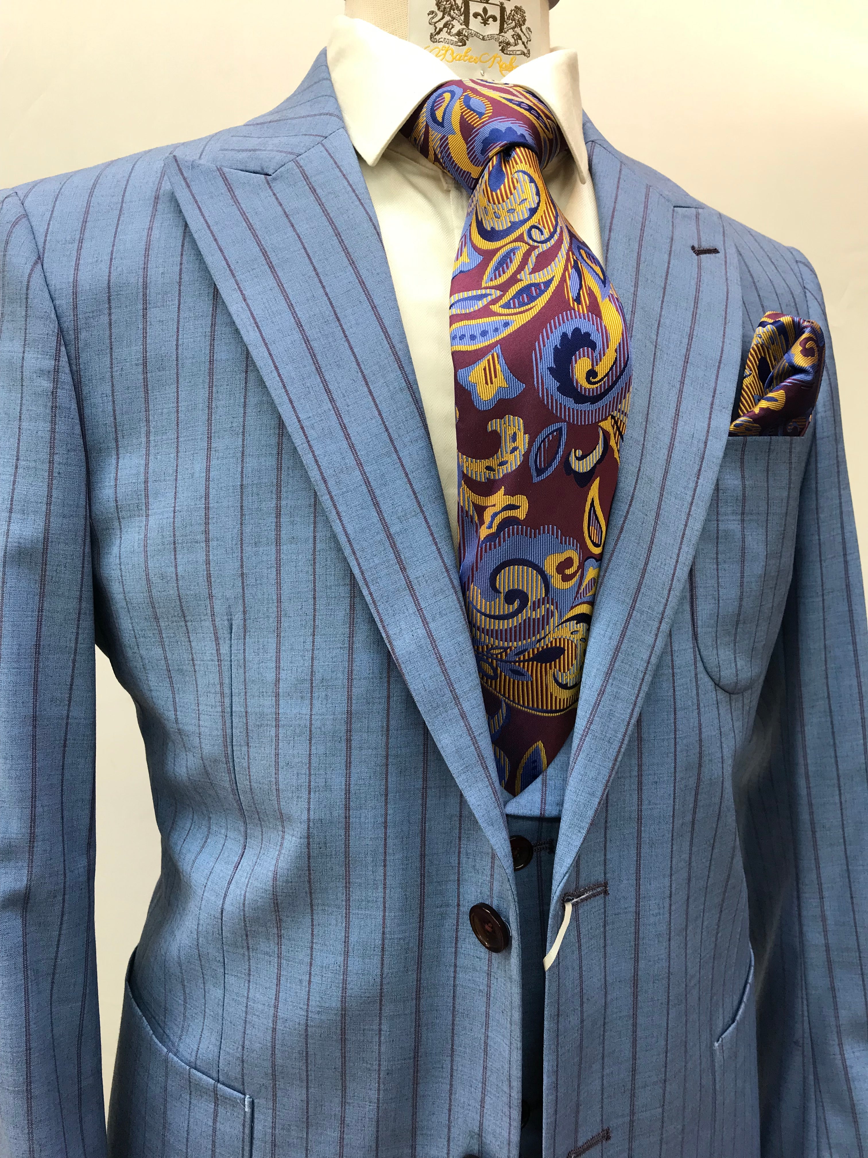 Rossi Man Slim Fit Blue/Burgundy Pinstripe