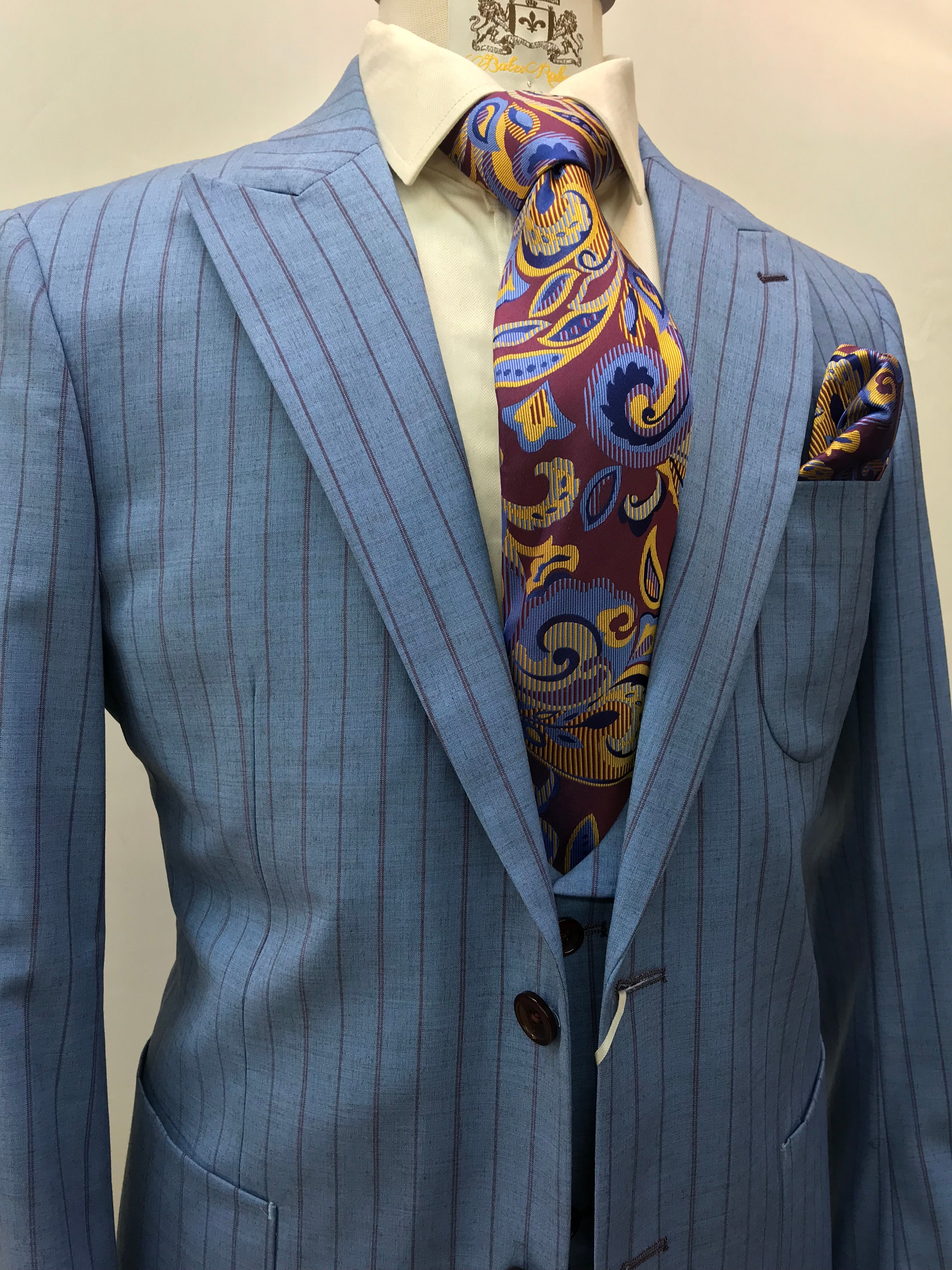 Rossi Man Slim Fit Blue/Burgundy Pinstripe