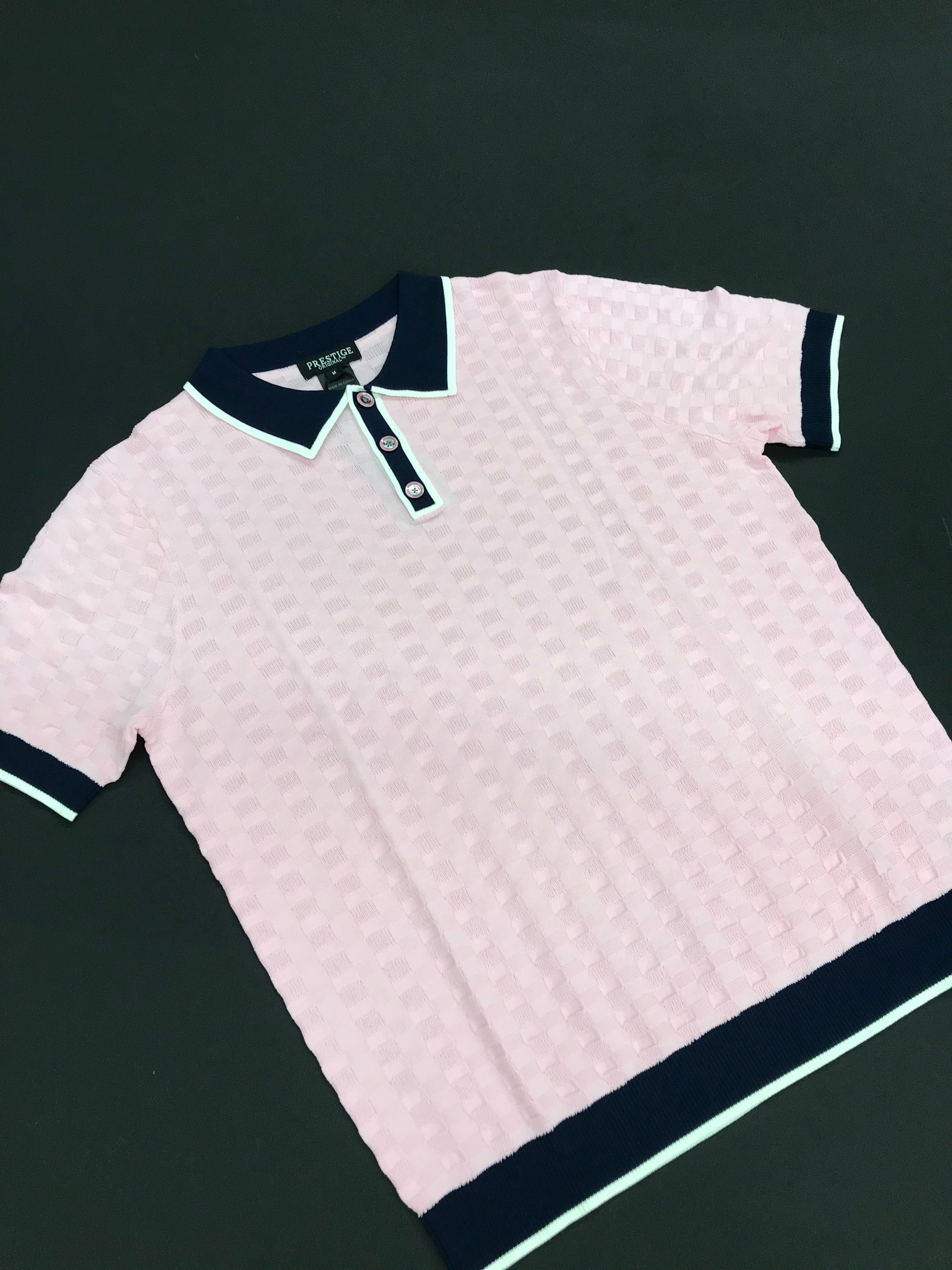 Prestige Pink/Navy/White Short Sleeve Shirt