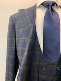 Navy Blue/Green Tartan