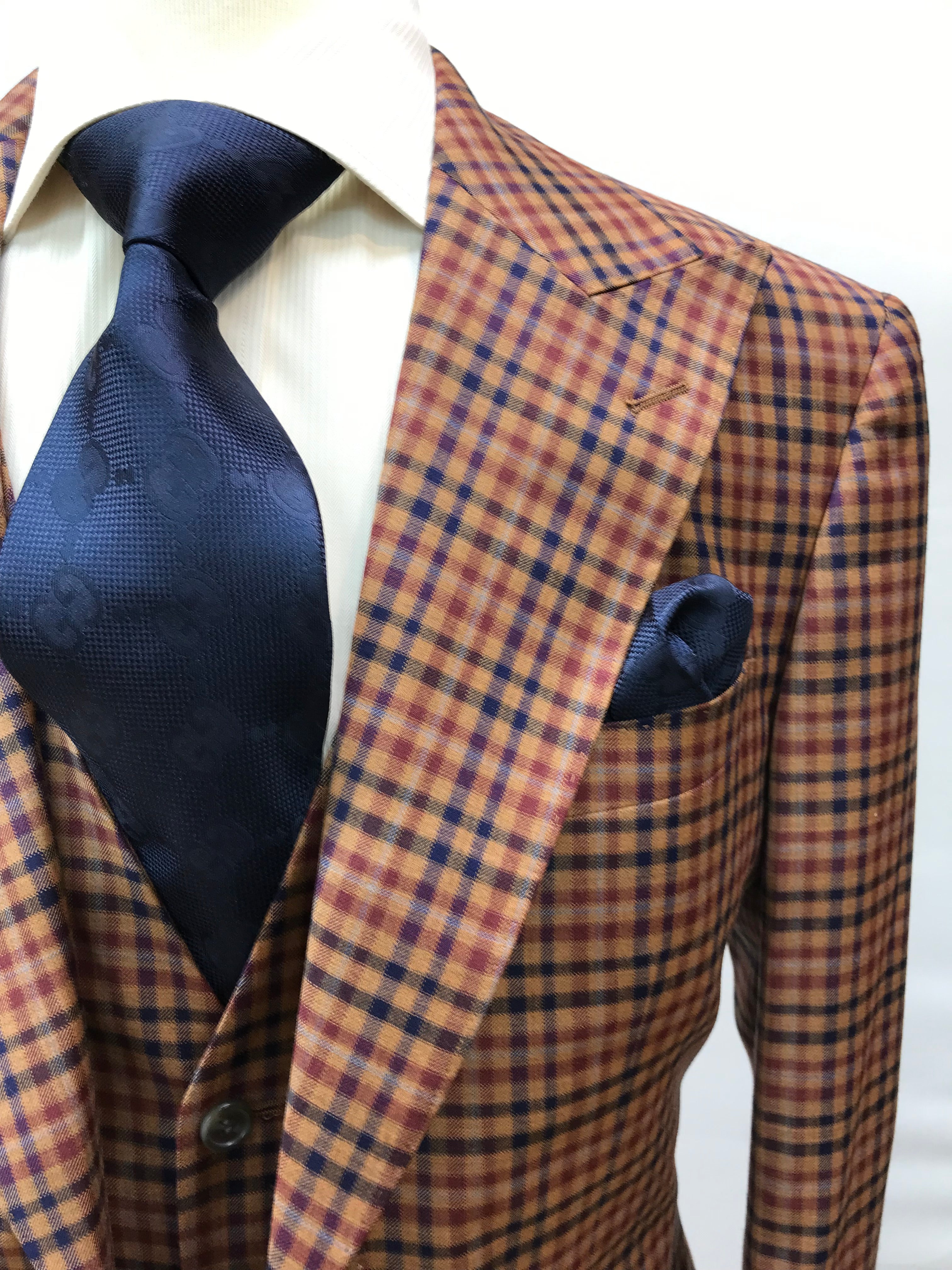 Berragamo 3pc Orange/Blue Plaid