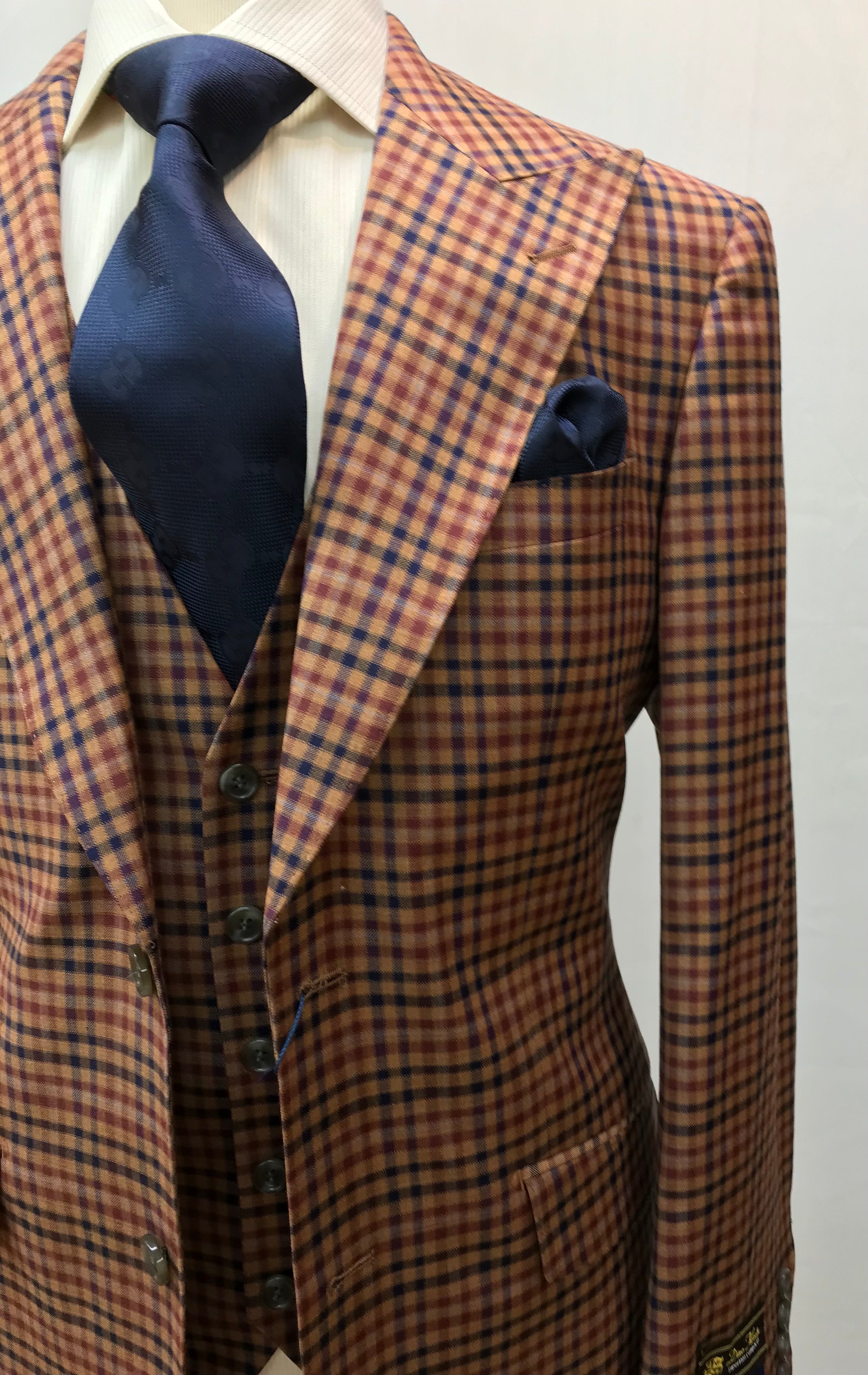 Berragamo 3pc Orange/Blue Plaid