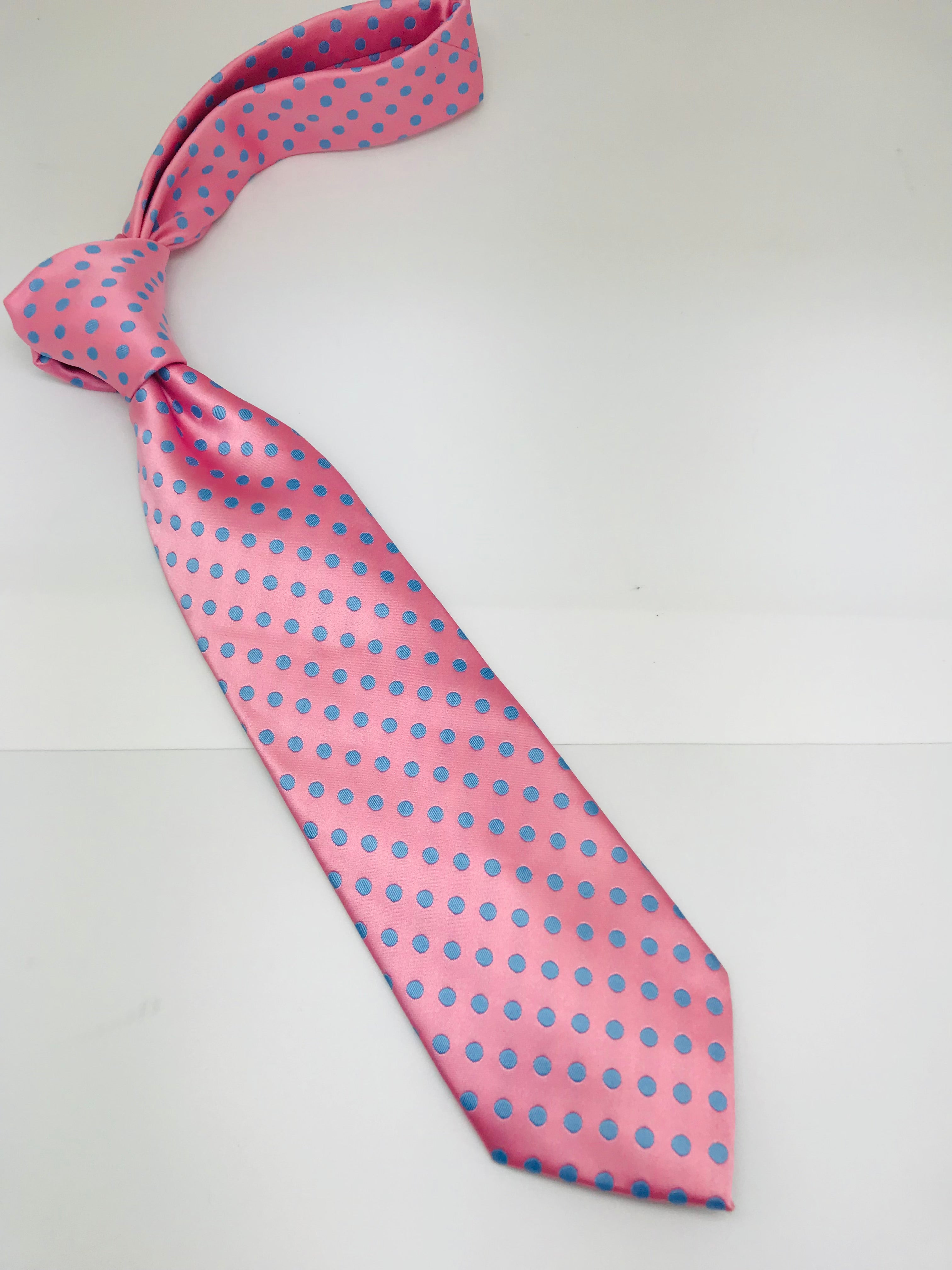 Pink & Powder Blue Polka Dot Tie