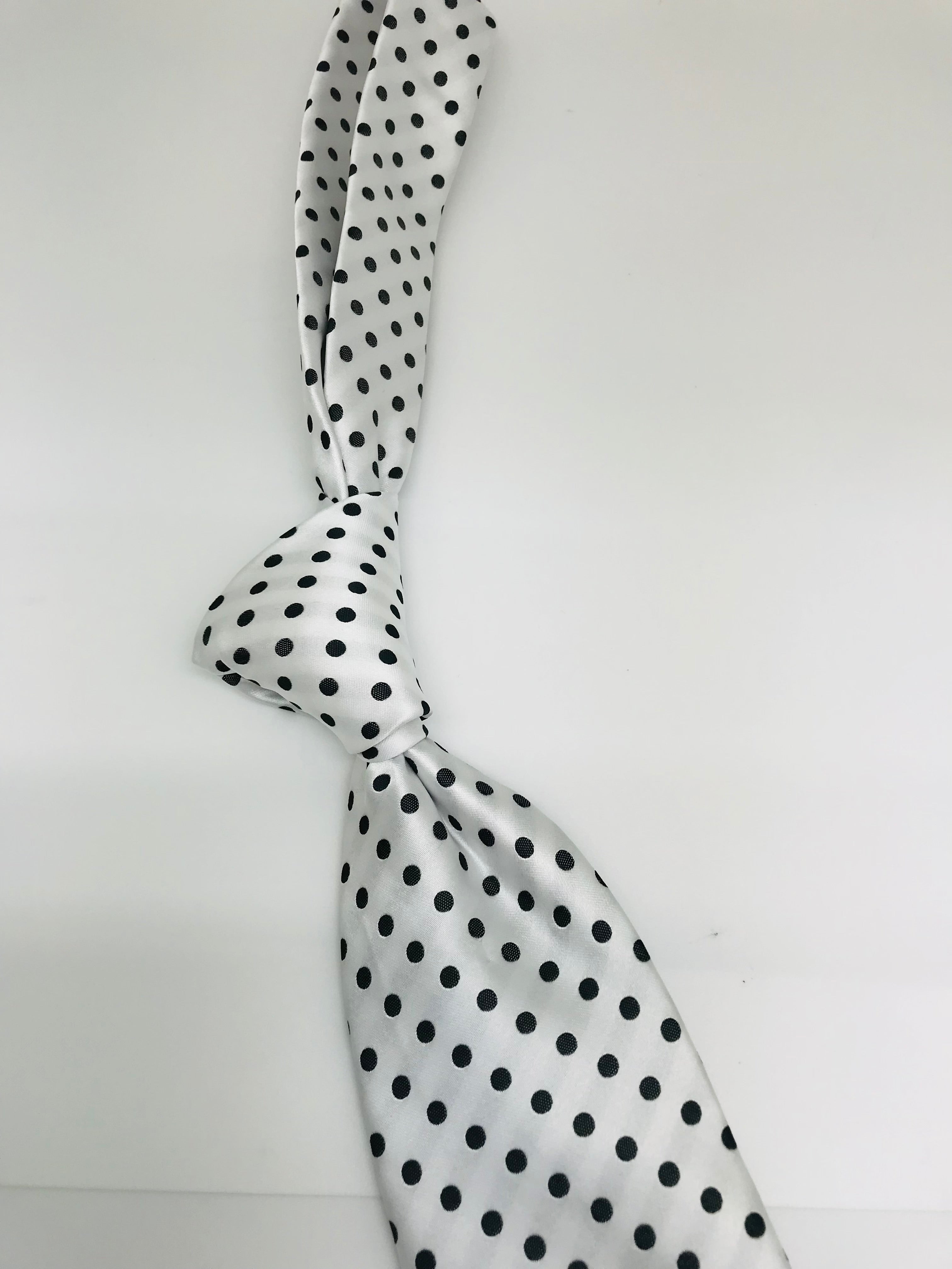 White & Black Polka Dot Tie