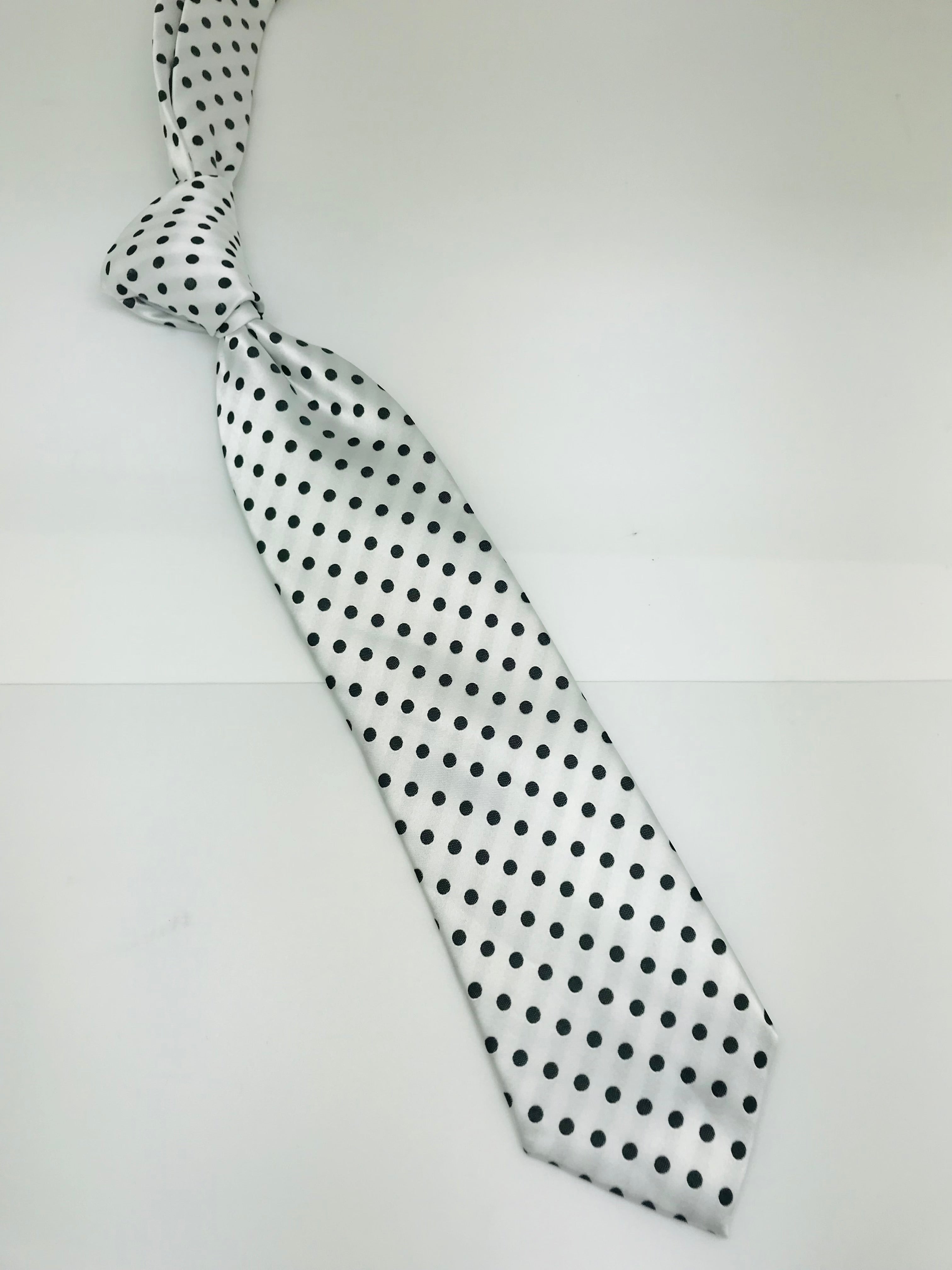 White & Black Polka Dot Tie