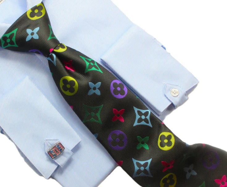 LV Black Multicolored Tie