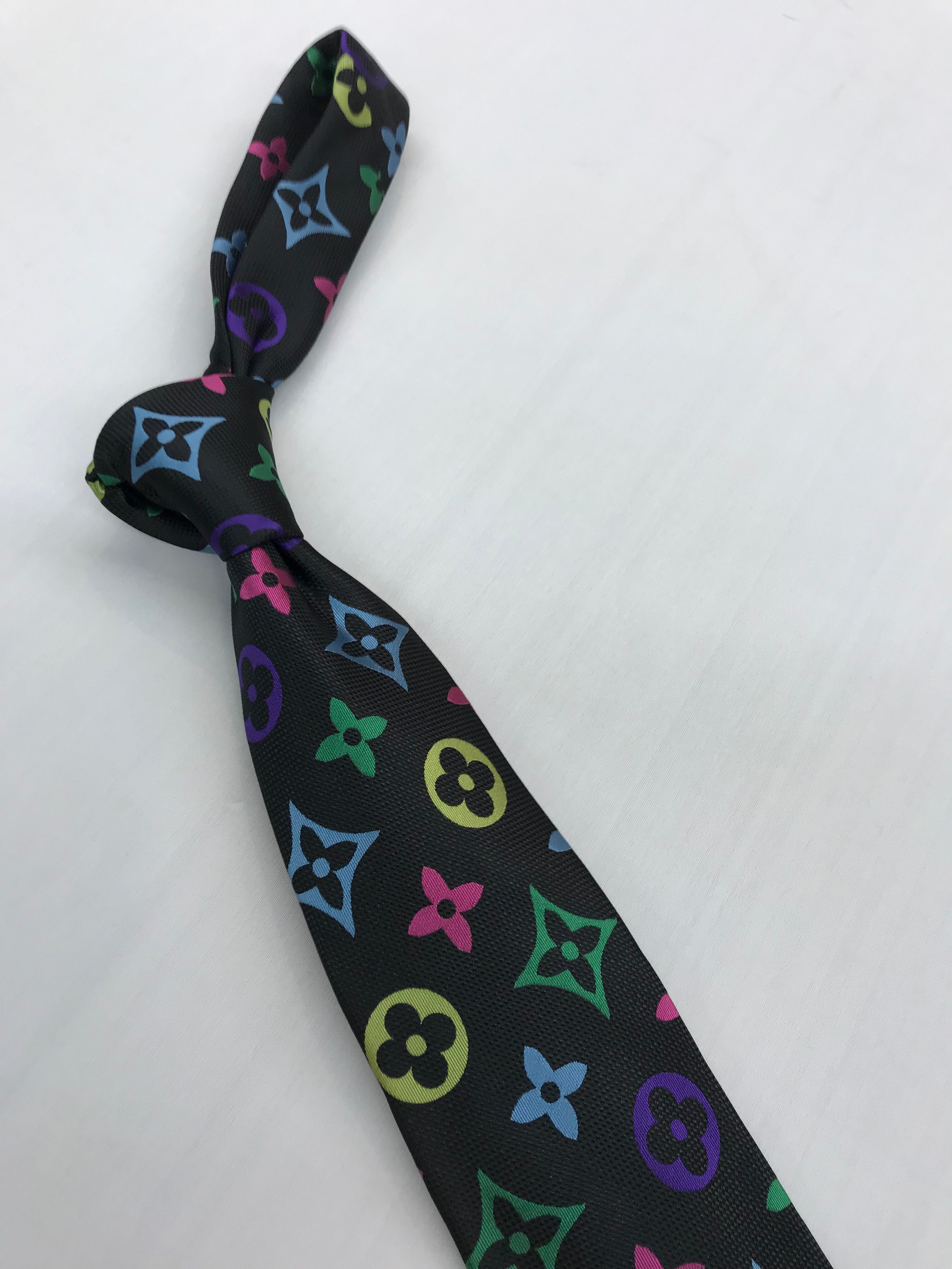 LV Black Multicolored Tie