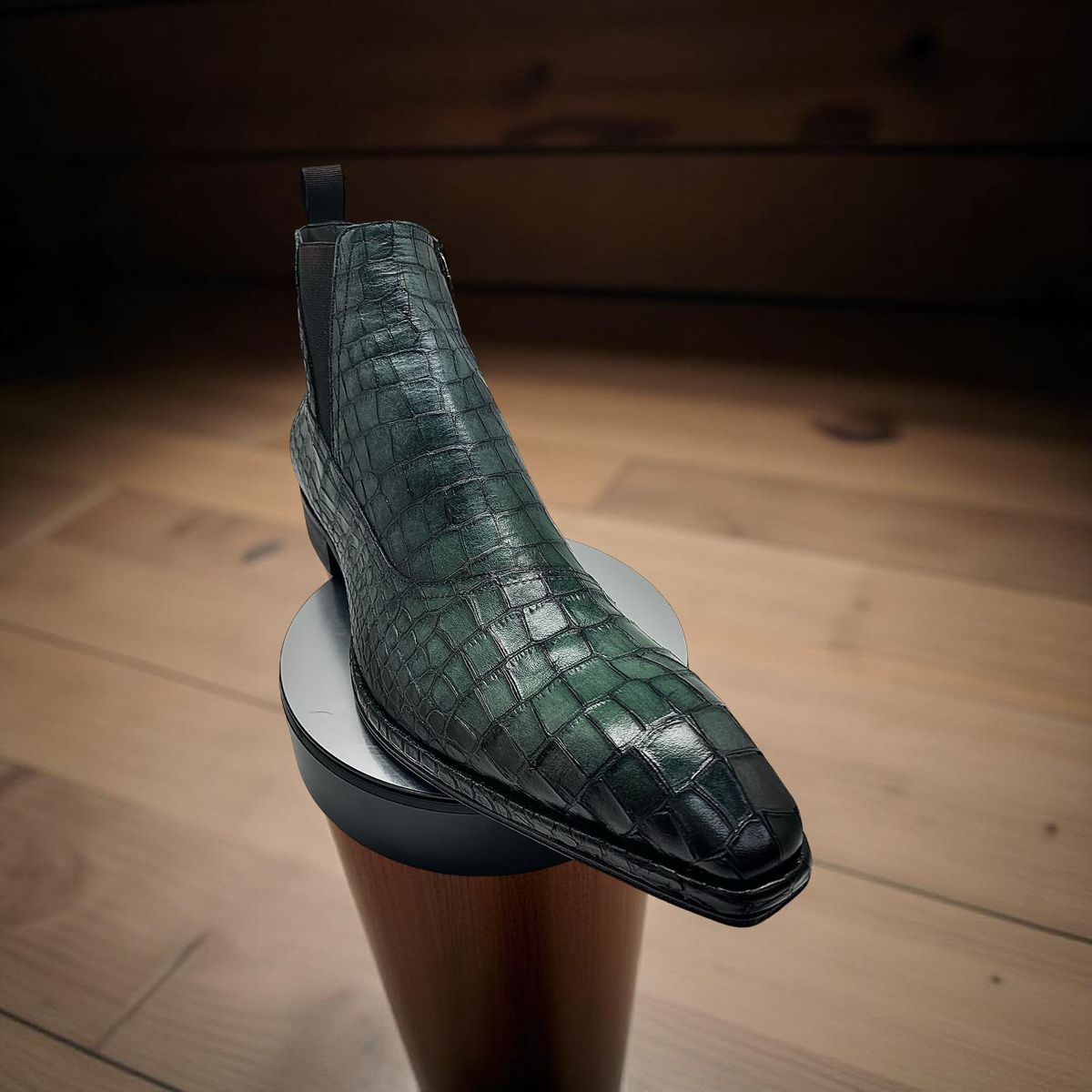 Cesare Paciotti Alligator Embossed Leather Ankle Boots Green Mens Size 7‎ UK Otis Green Crocskin Leather Combat Boots main image 4