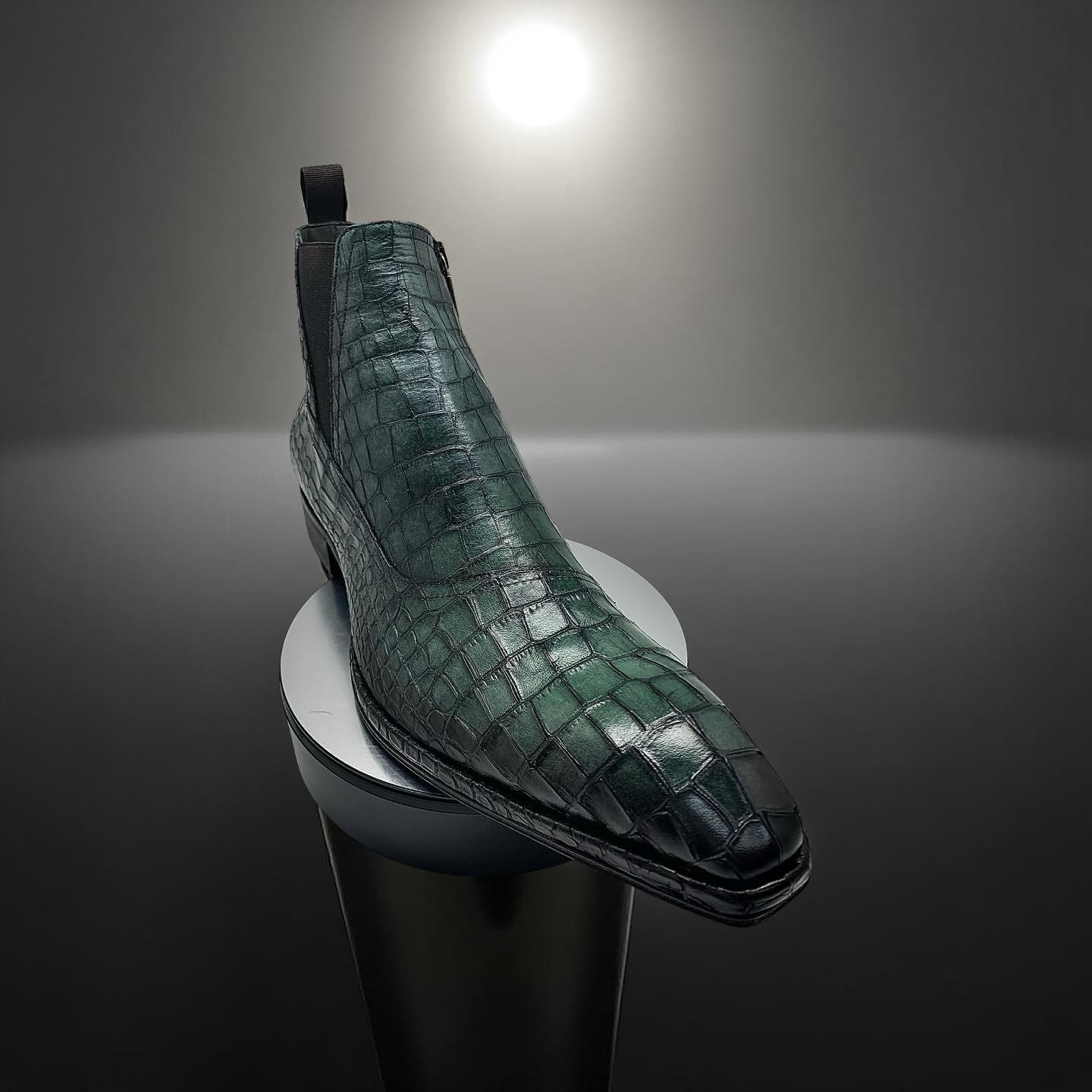 Stitch by Stich Green Croc Embossed Boot