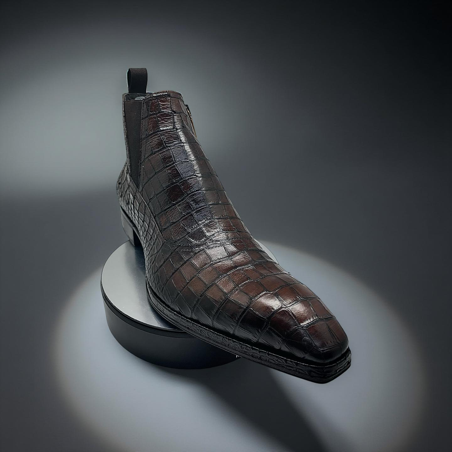 Stitch by Stich Brown Croc Embossed Shoe