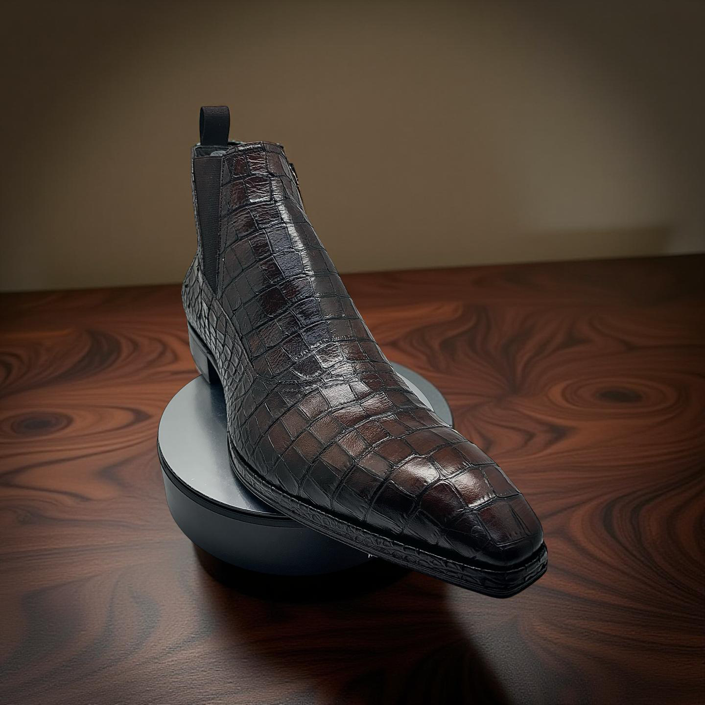 Stitch by Stich Brown Croc Embossed Shoe