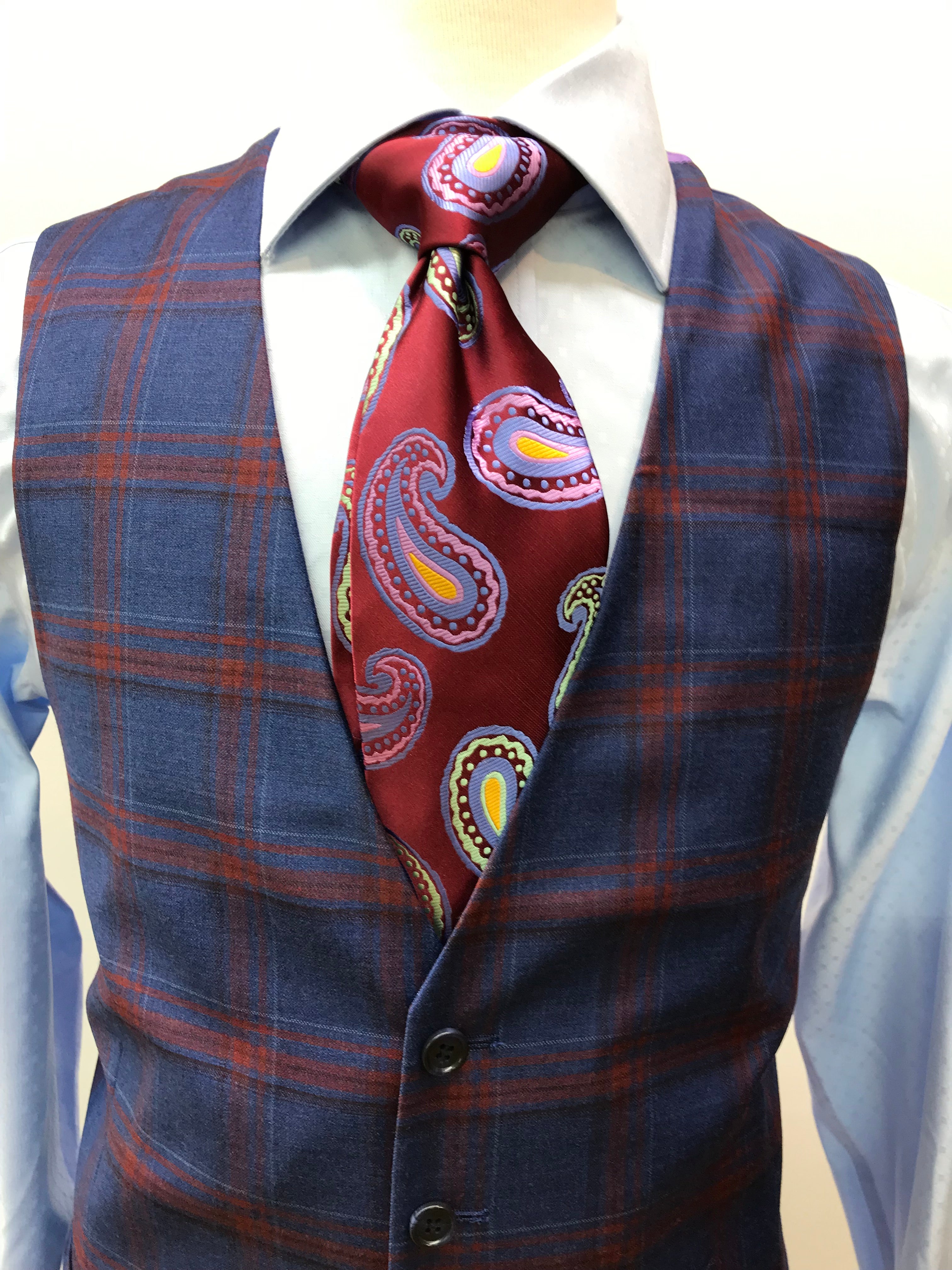 Berragamo 3pc Blue and Red Suit