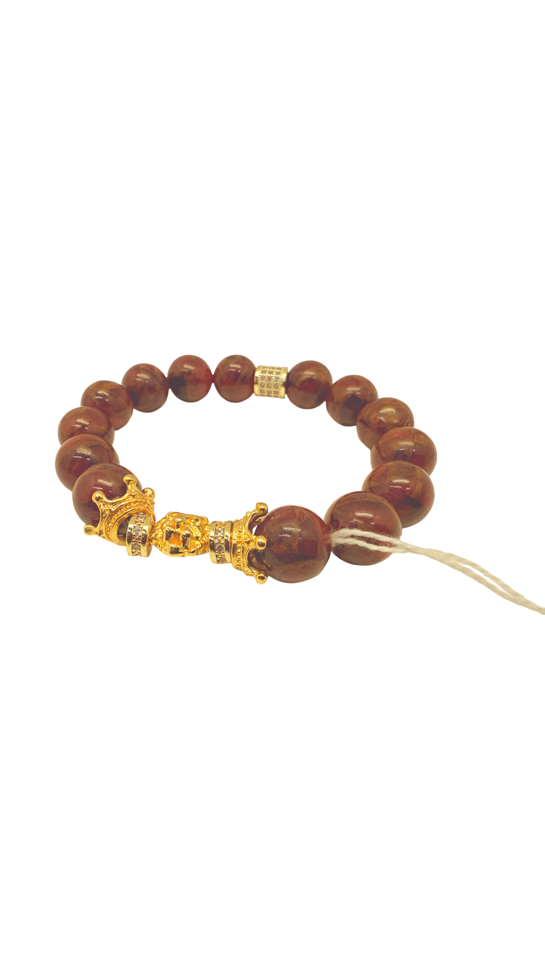 Wine Gold Jade w/Crowns Lion Head & Australian Crystals Bracelet