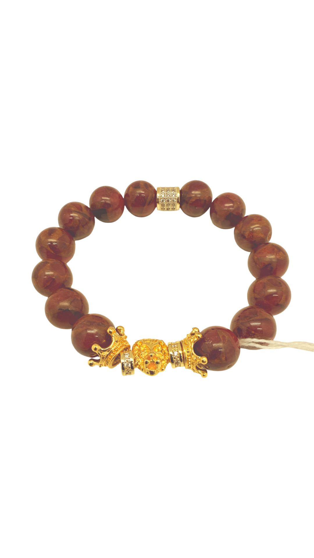 Wine Gold Jade w/Crowns Lion Head & Australian Crystals Bracelet