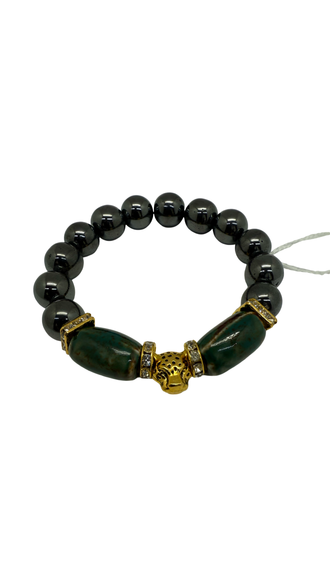 Hematite Ceramic Marbled Focal Bead Bracelet