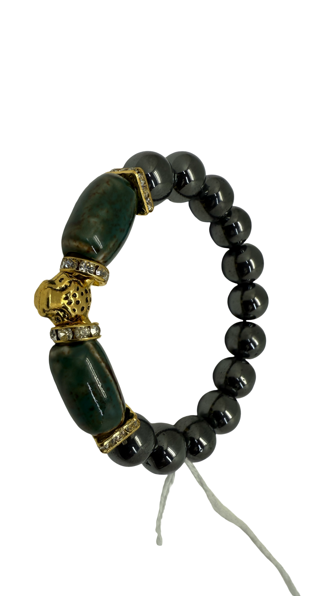 Hematite Ceramic Marbled Focal Bead Bracelet