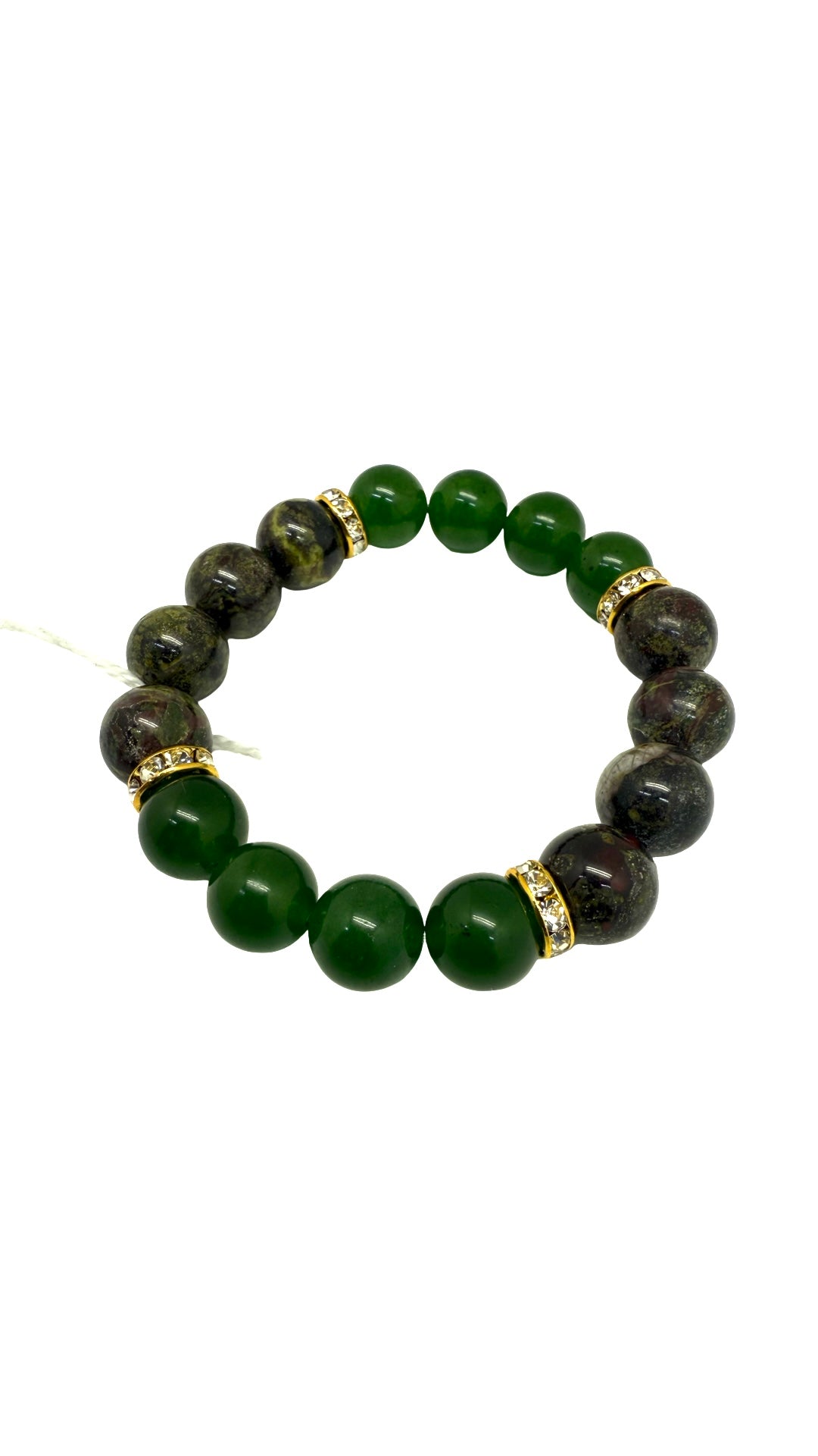 Dragon Vein Agate & Jade w/Australian Crystals Bracelet