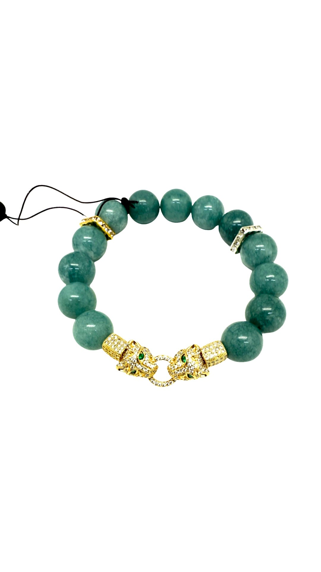 Chalcadony Gemstones w/Gold Jaguar Australian Crystals Bracelet