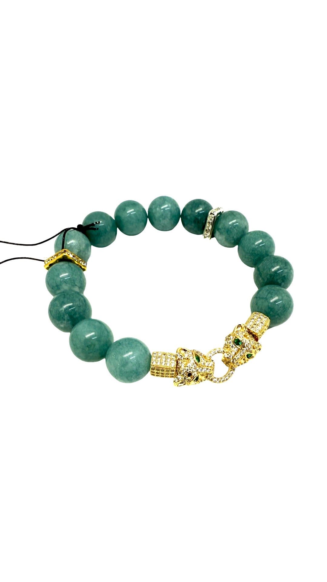 Chalcadony Gemstones w/Gold Jaguar Australian Crystals Bracelet