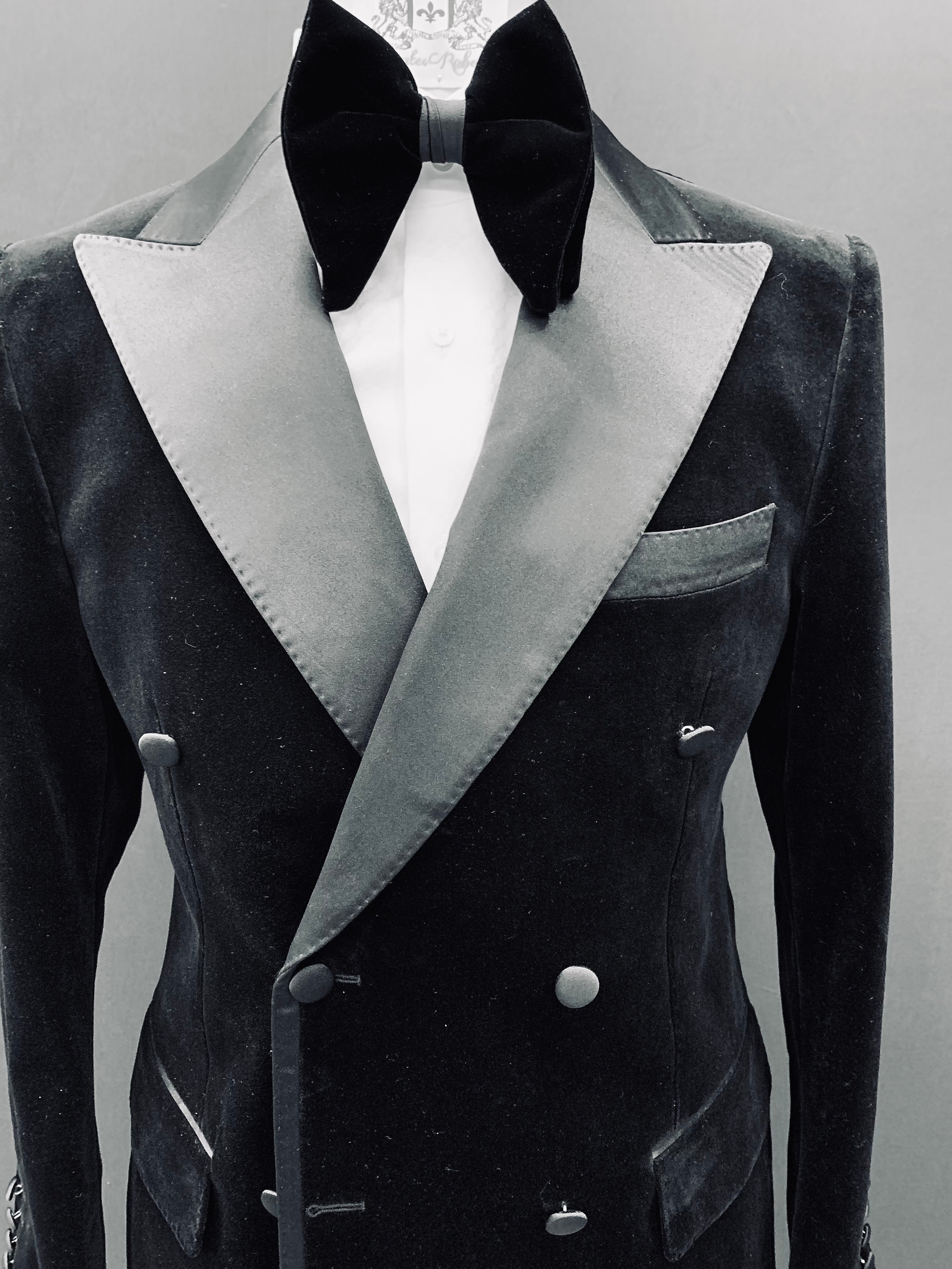 Black Velvet Double Breasted Tuxedo Jacket