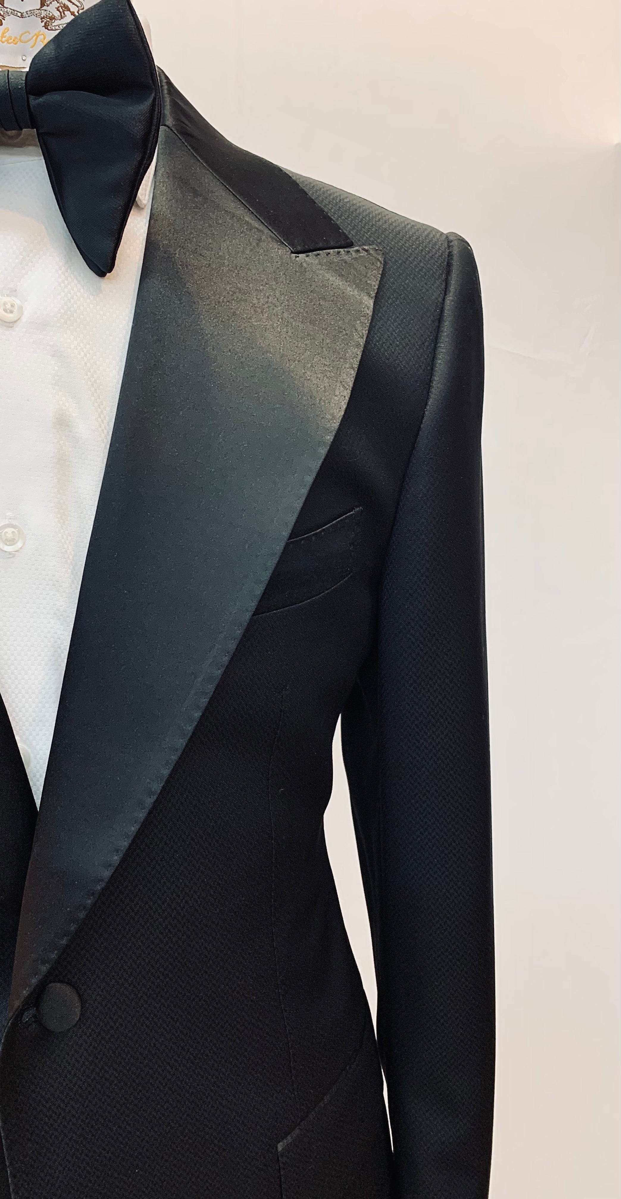 Black Textured Tuxedo Jacket