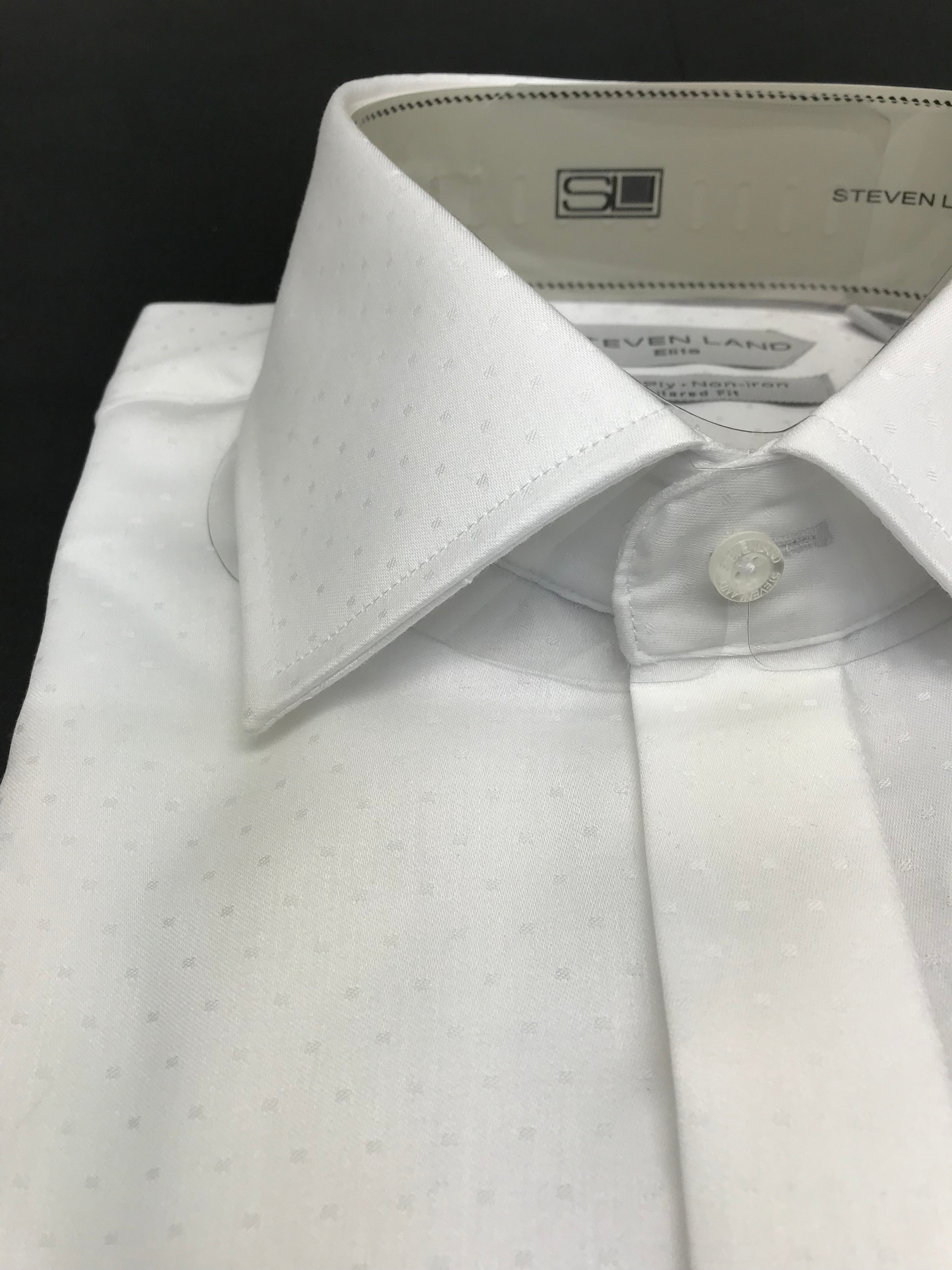 Stevenland White Polka Dot Dress Shirt
