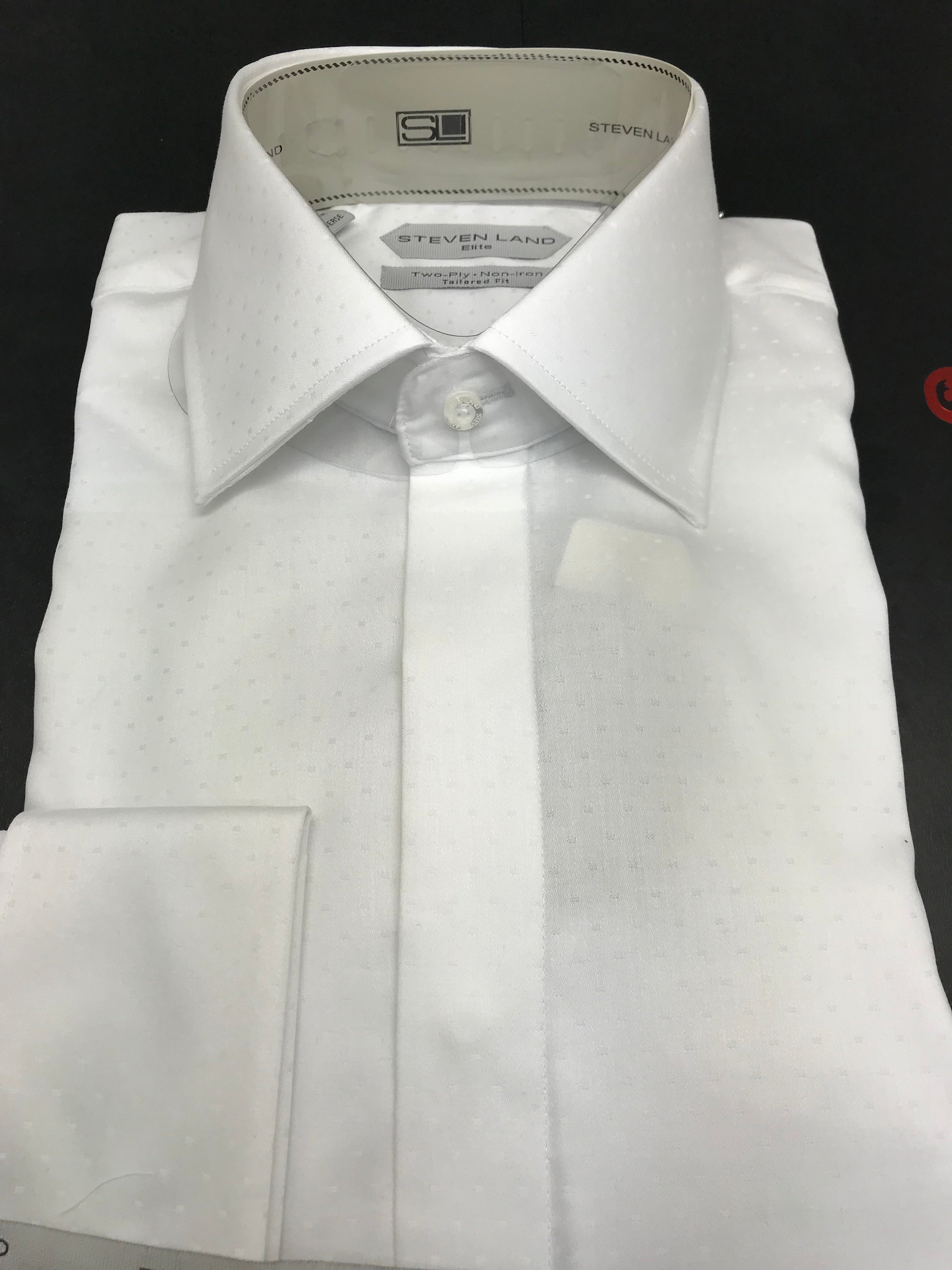 Stevenland White Polka Dot Dress Shirt