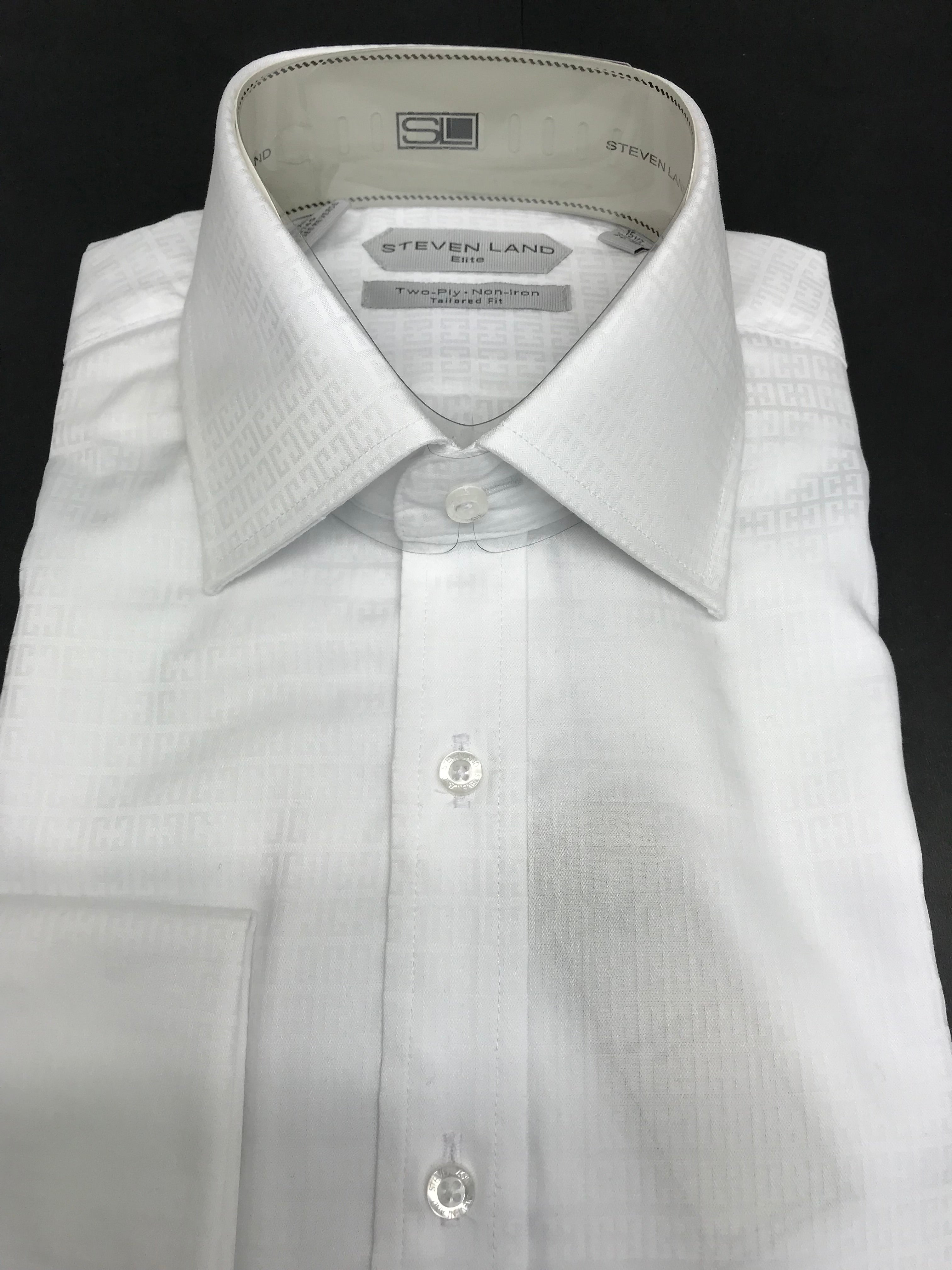 Stevenland White Squared Dress Shirts