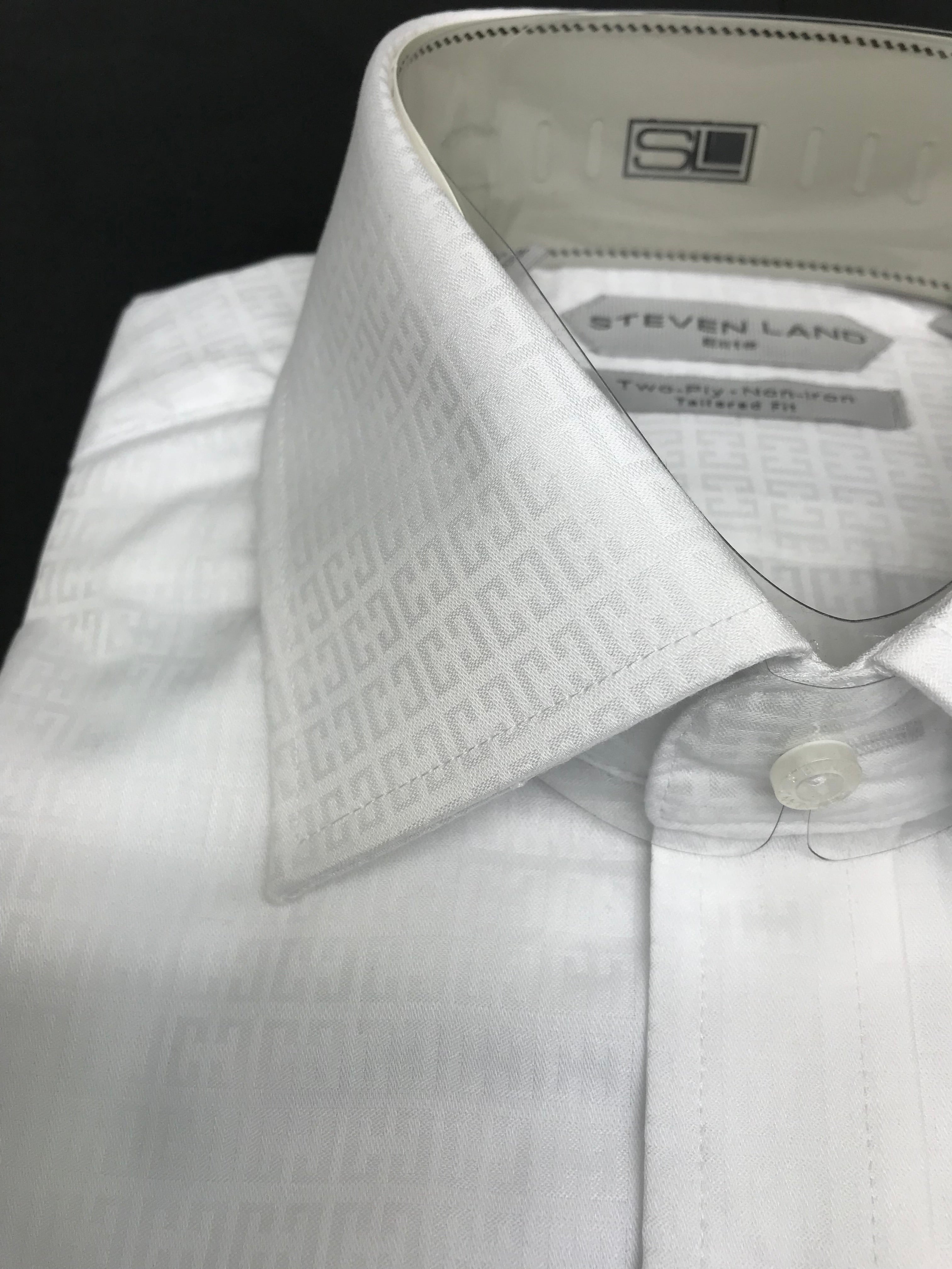 Stevenland White Squared Dress Shirts