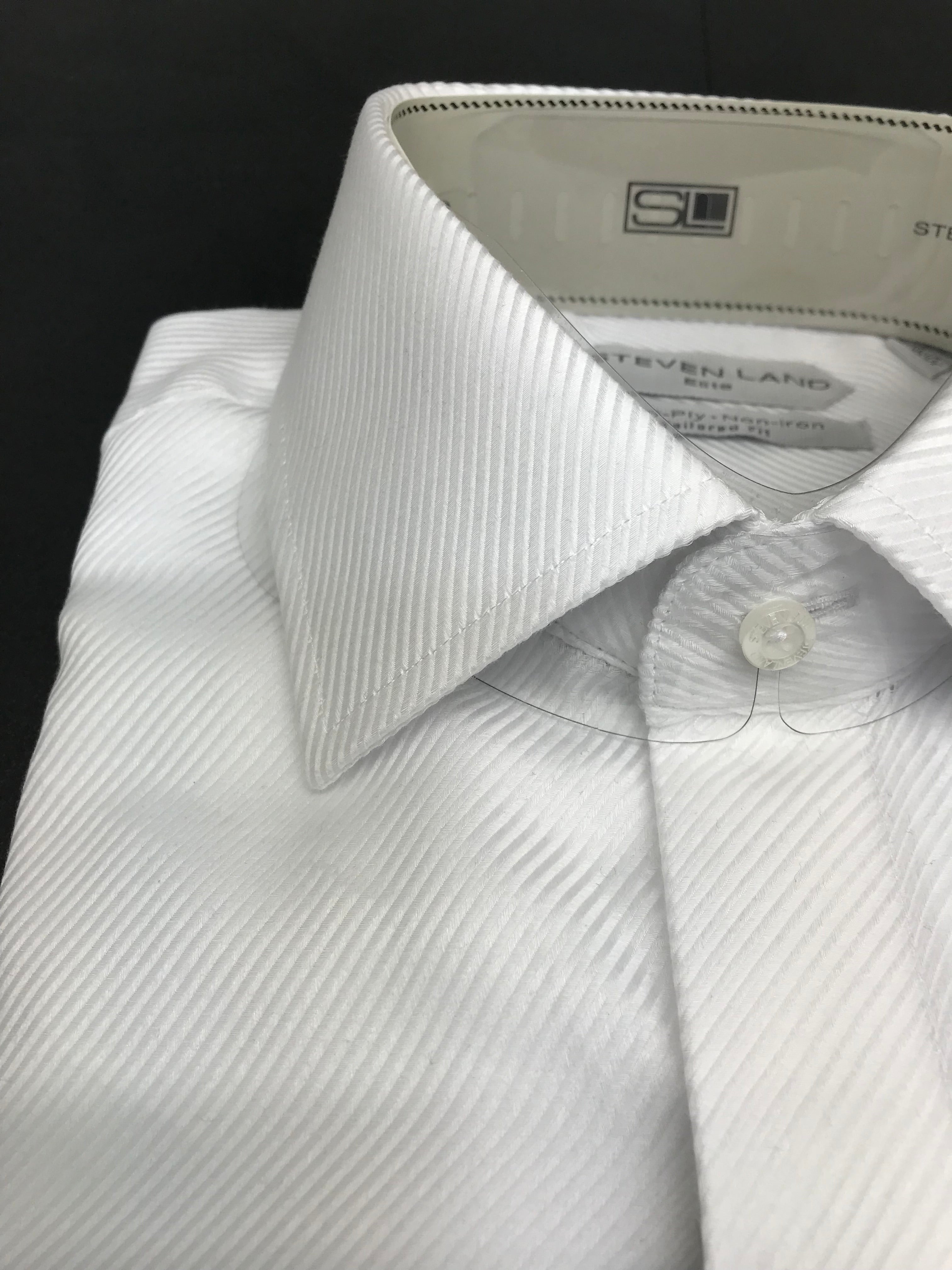 Stevenland White Diagonal Dress Shirt
