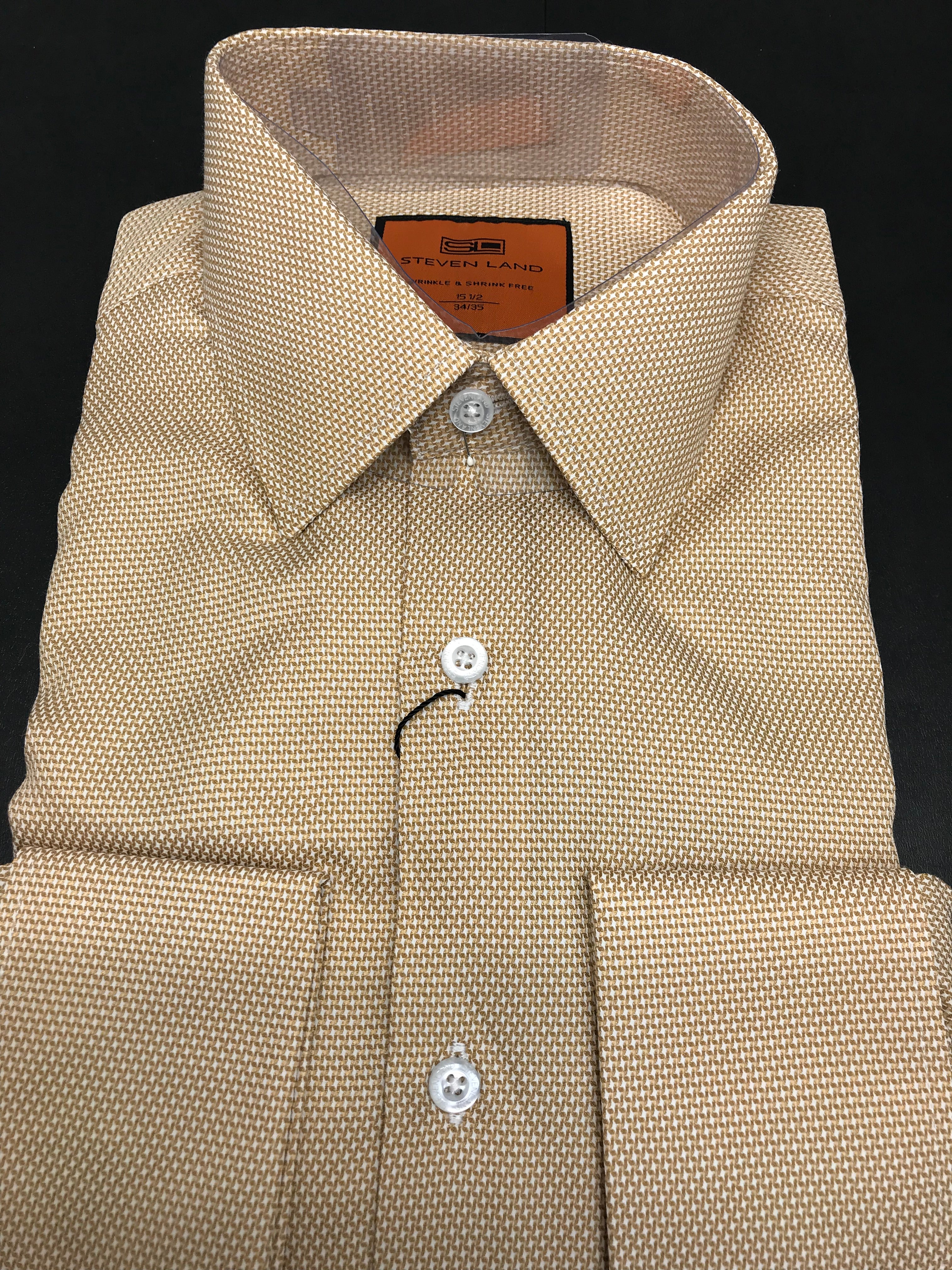 Stevenland Tan Textured Dress Shirt