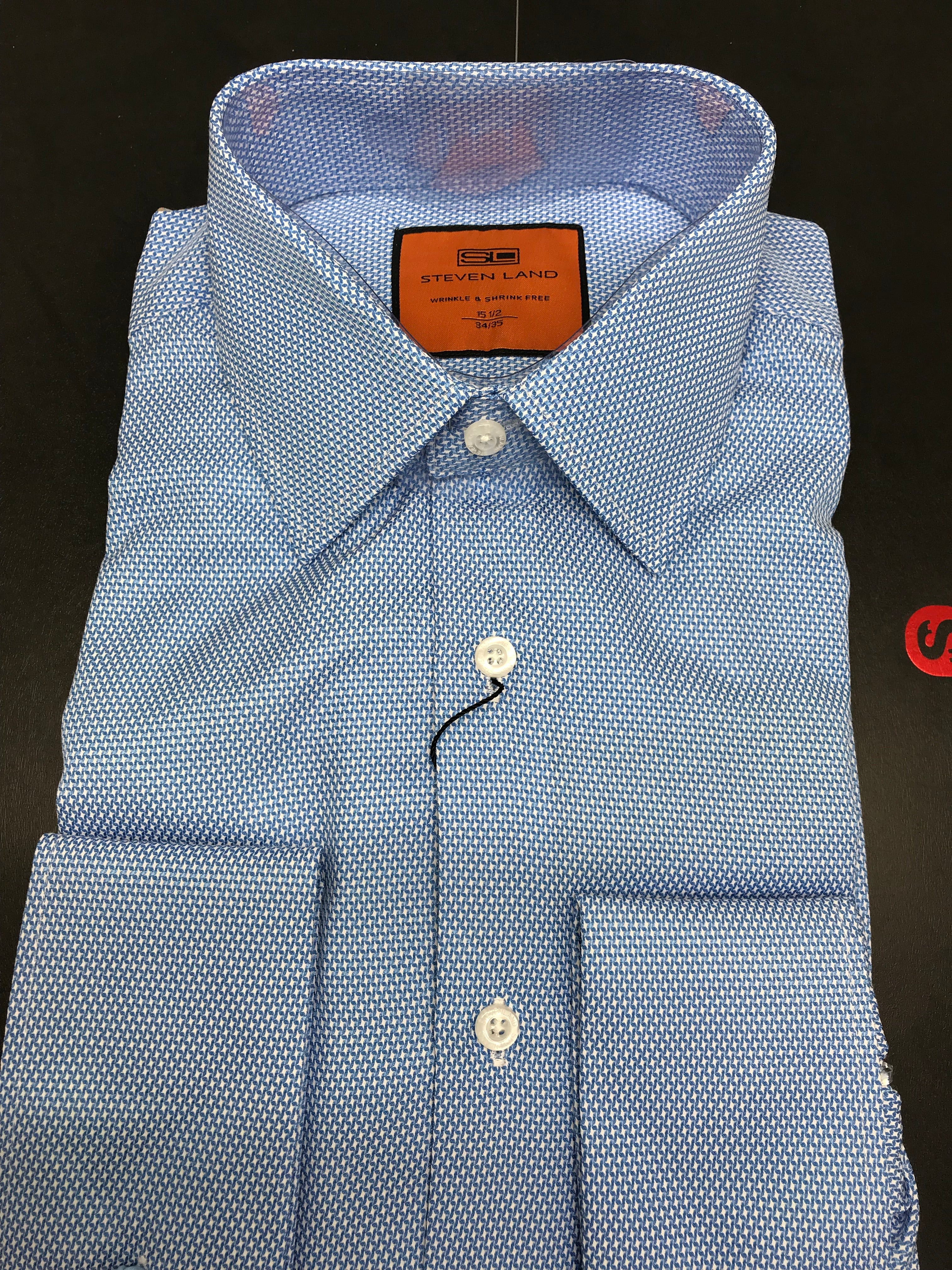 Stevenland Blue Textured Dress Shirt