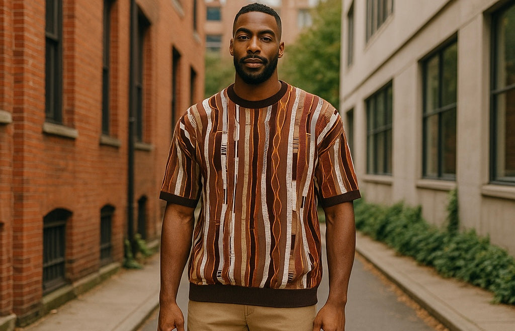 Cigar Couture Coffee Multicolor Short Sleeve Knit Shirt