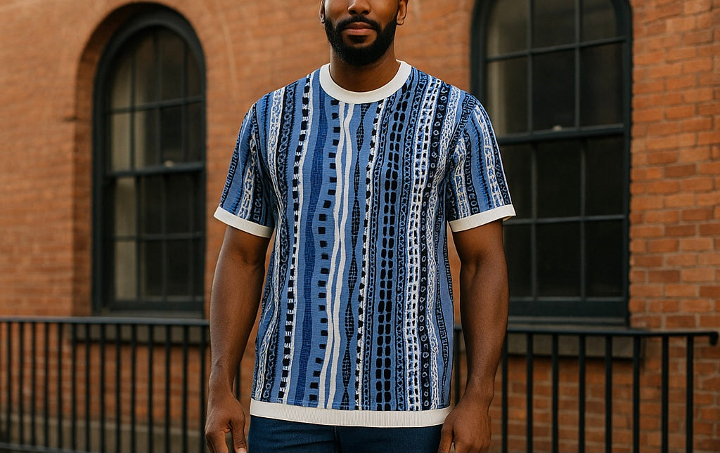 Cigar Couture Blue/White Short Sleeve Knit Shirt